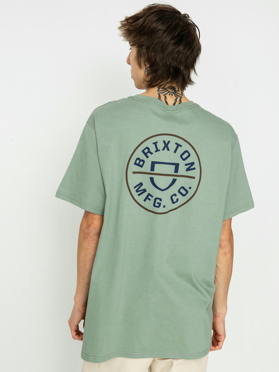 Футболка Brixton Crest II Stt (chinois green/washed navy/sepi)