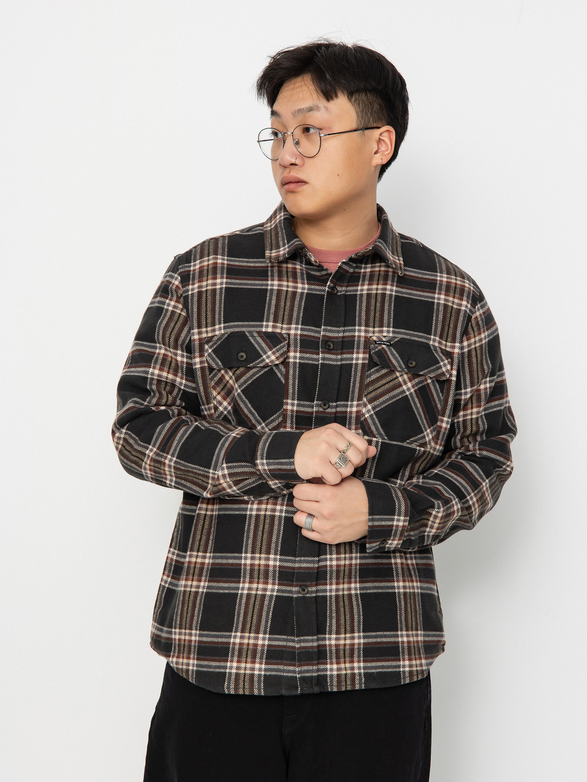 Сорочка Brixton Bowery Flannel Ls (black/charcoal/off white)