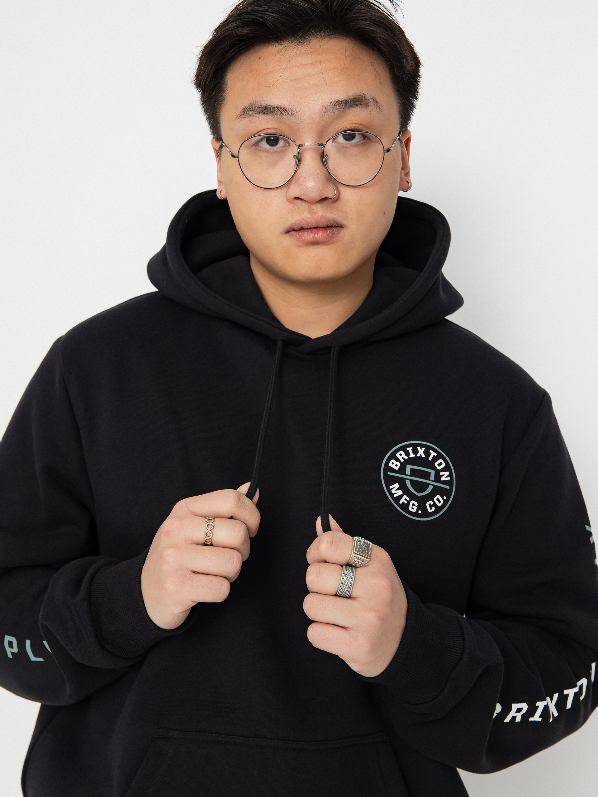 Худі Brixton Crest (black/chinois green/white)