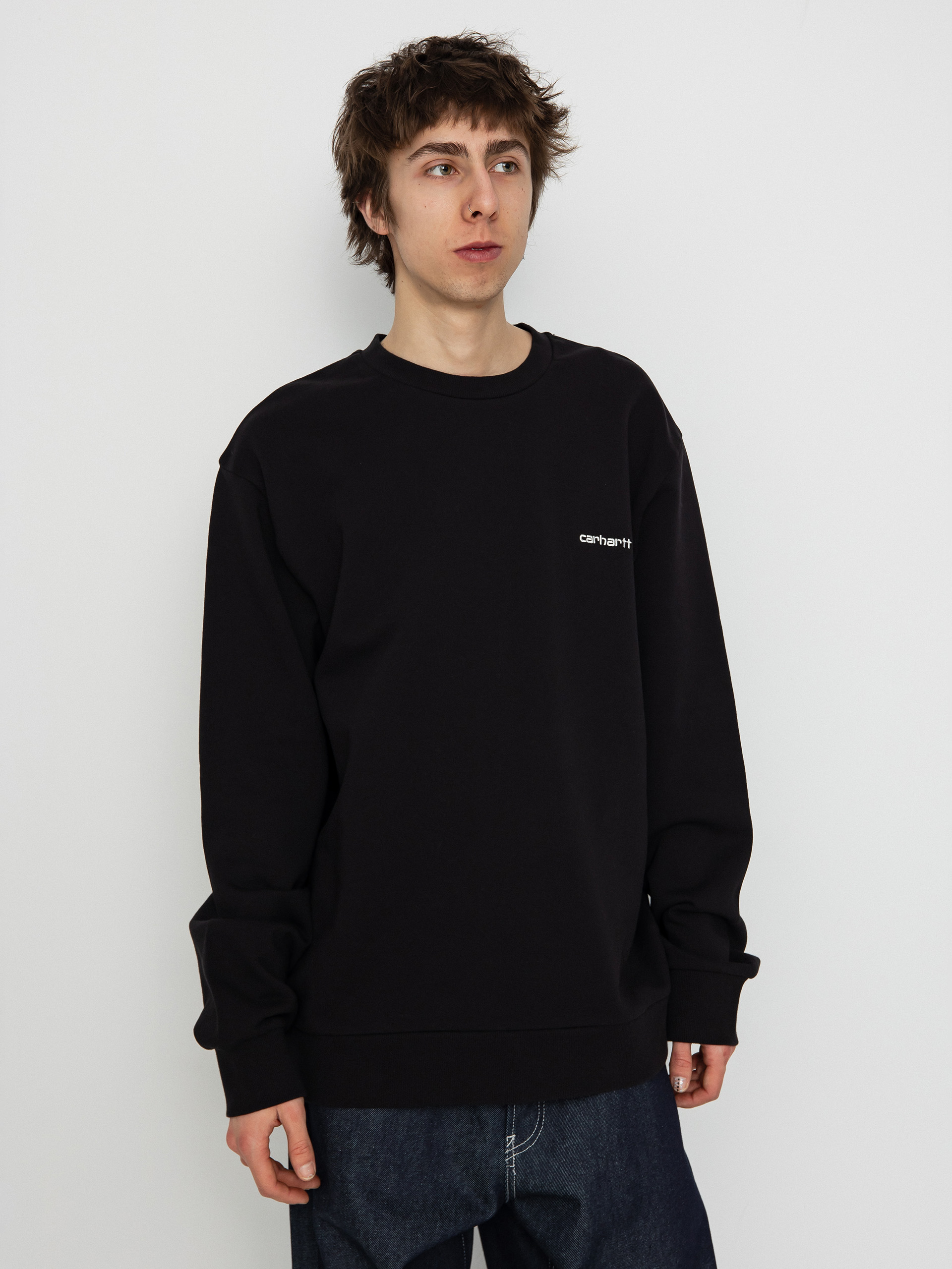 Світшот Carhartt WIP Script Embroidery (black/white)