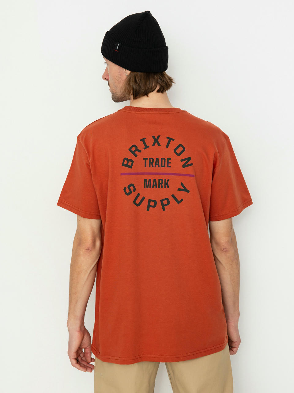 Футболка Brixton Oath V Stt (terracotta/washed black/cranbe)