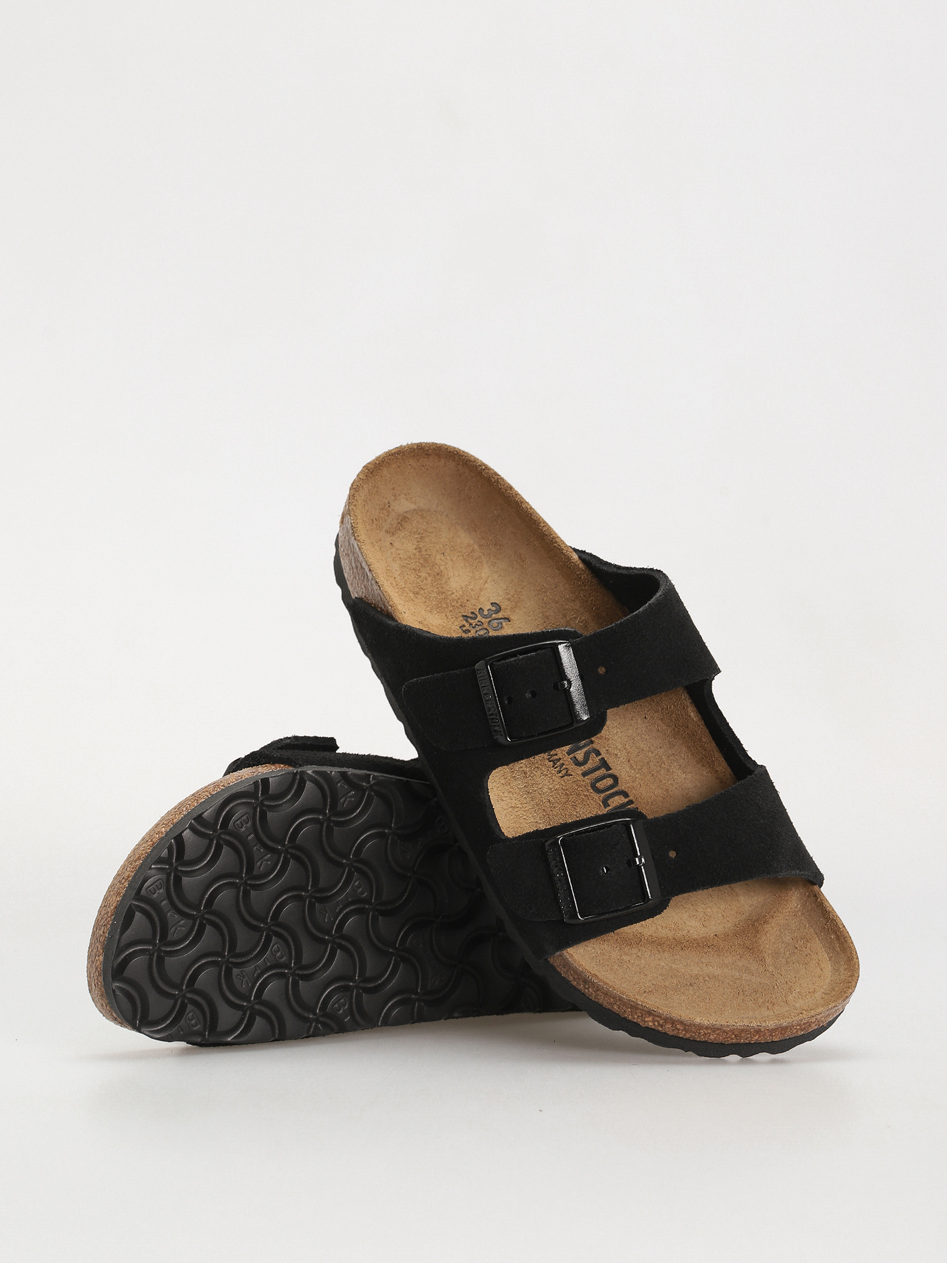 Шльопанці Birkenstock Arizona Suede Leather Narrow Wmn (black)