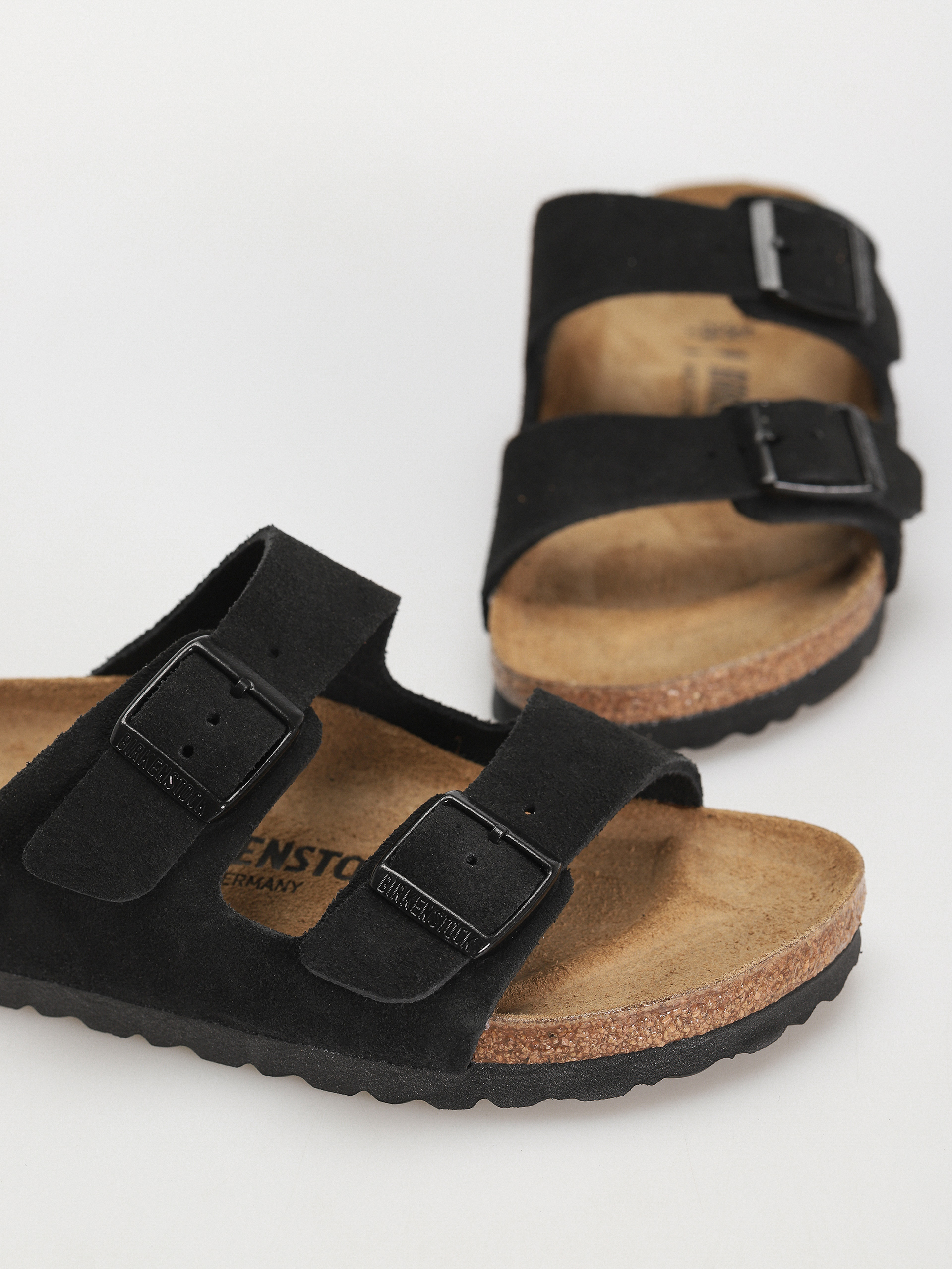 Шльопанці Birkenstock Arizona Suede Leather Narrow Wmn (black)