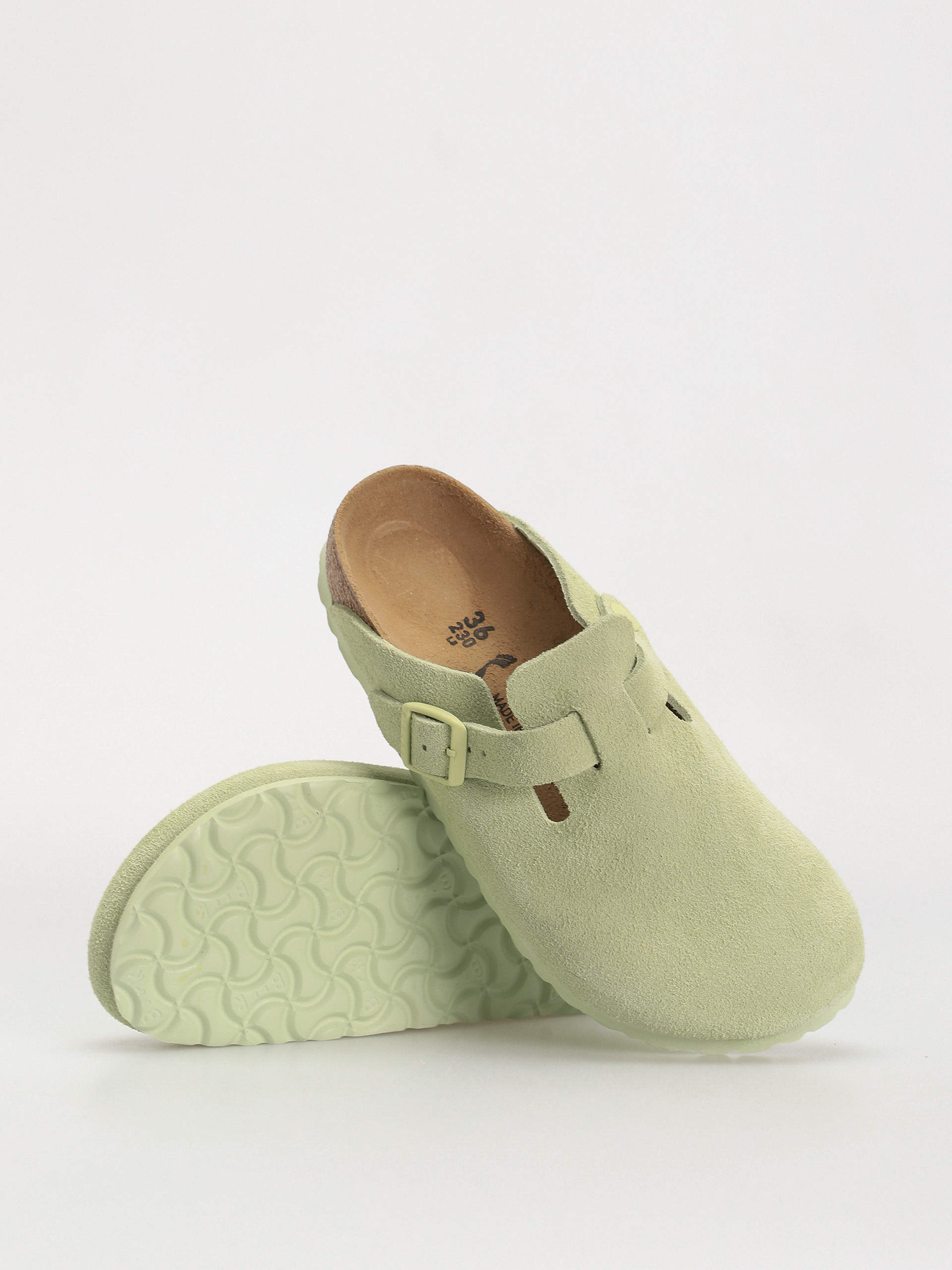 Шльопанці Birkenstock Boston Suede Leather Narrow Wmn (faded lime)