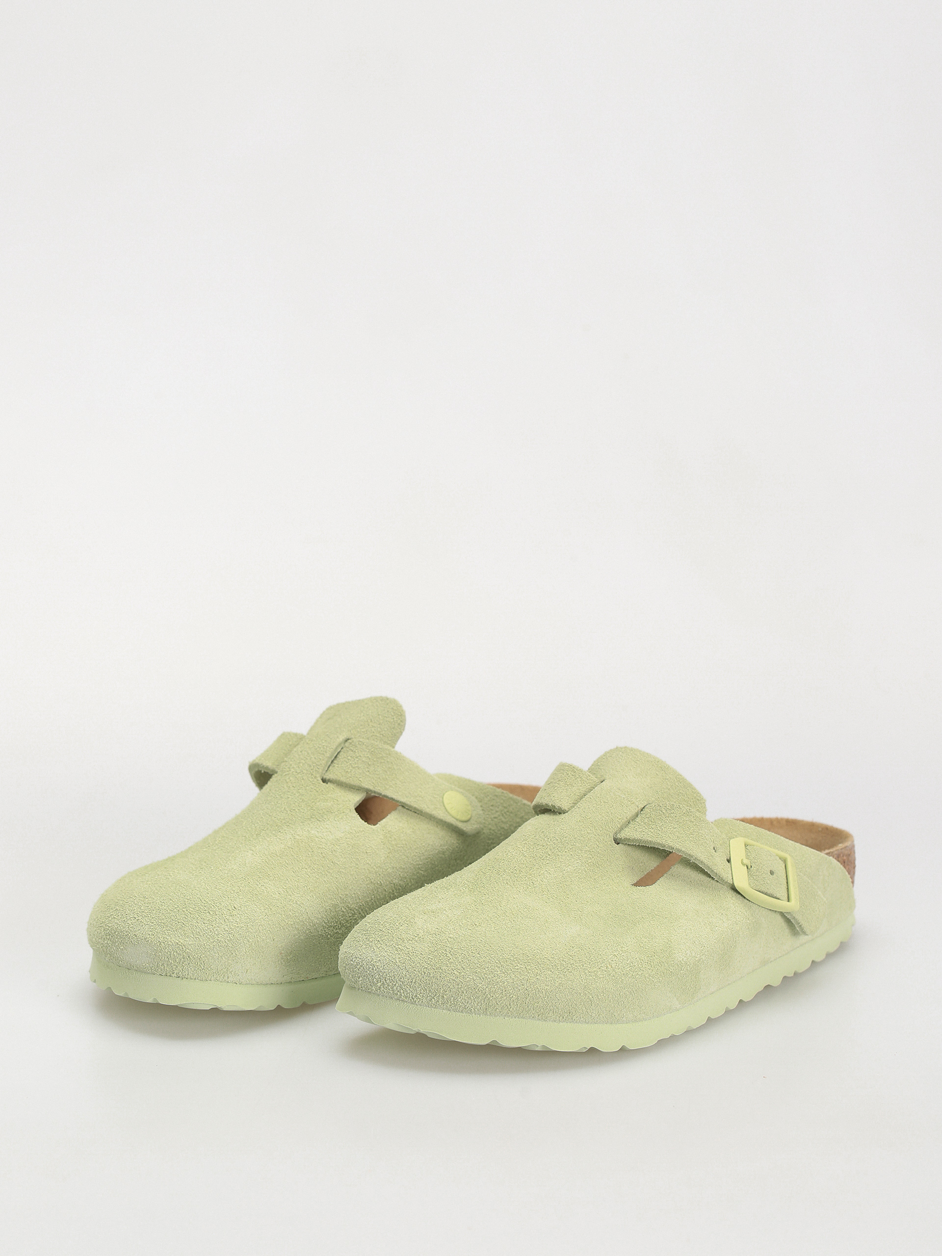 Шльопанці Birkenstock Boston Suede Leather Narrow Wmn (faded lime)