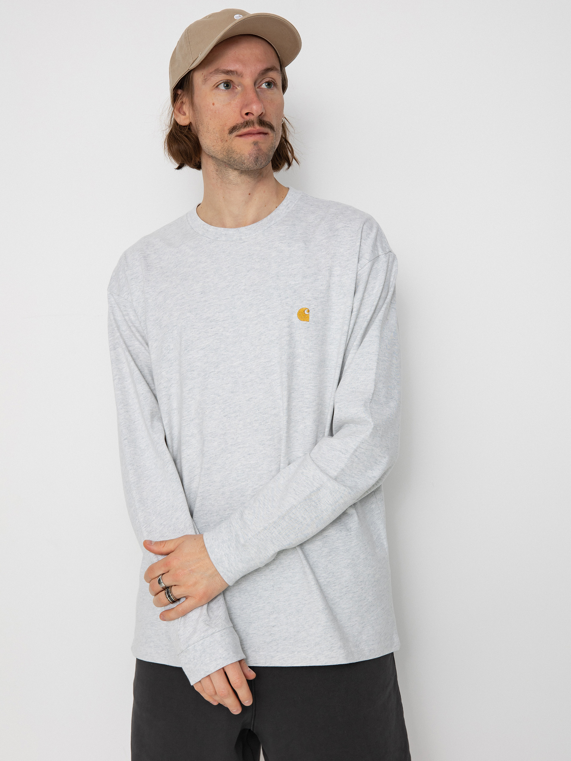 Лонгслів Carhartt WIP Chase (ash heather/gold)