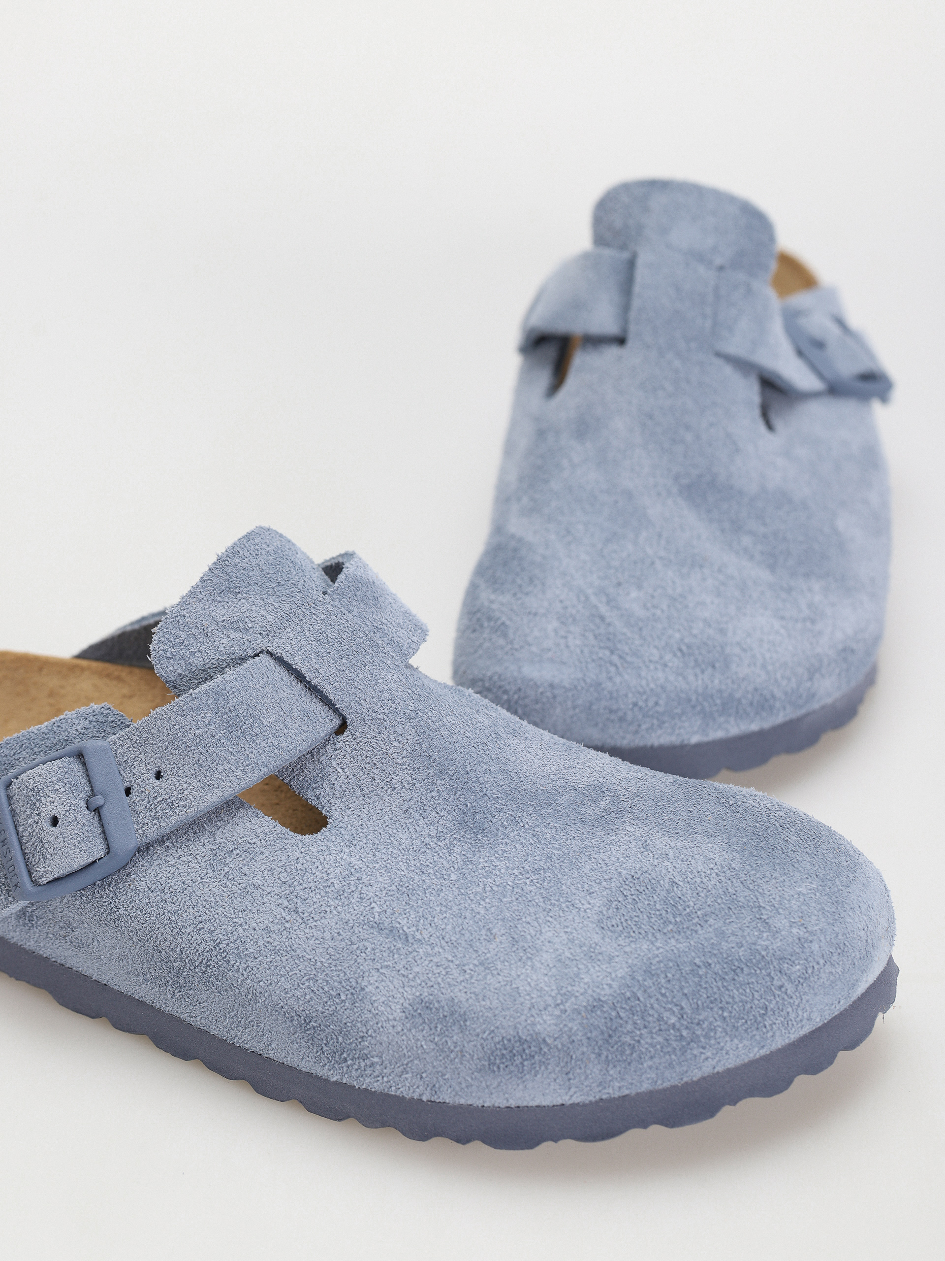 Шльопанці Birkenstock Boston Suede Leather Narrow Wmn - блакитний