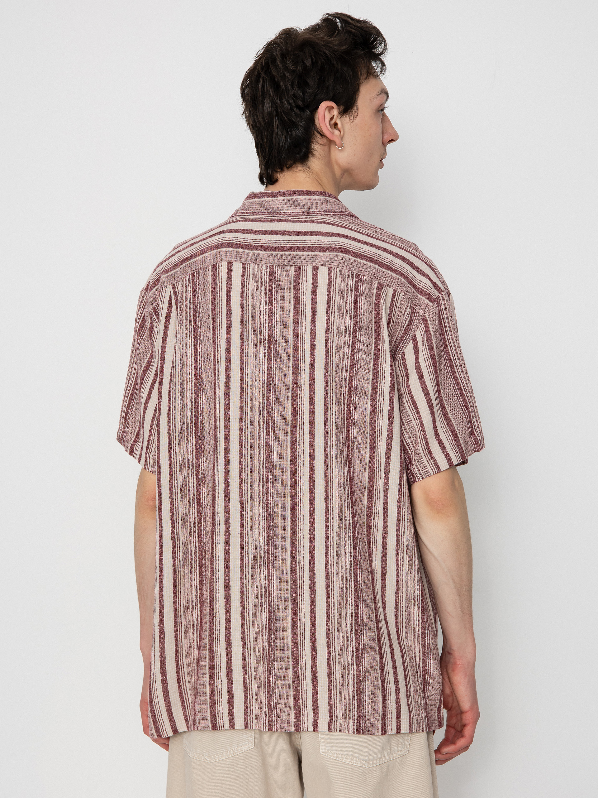 Сорочка Brixton Bunker Seersucker (cranberry juice/off white)