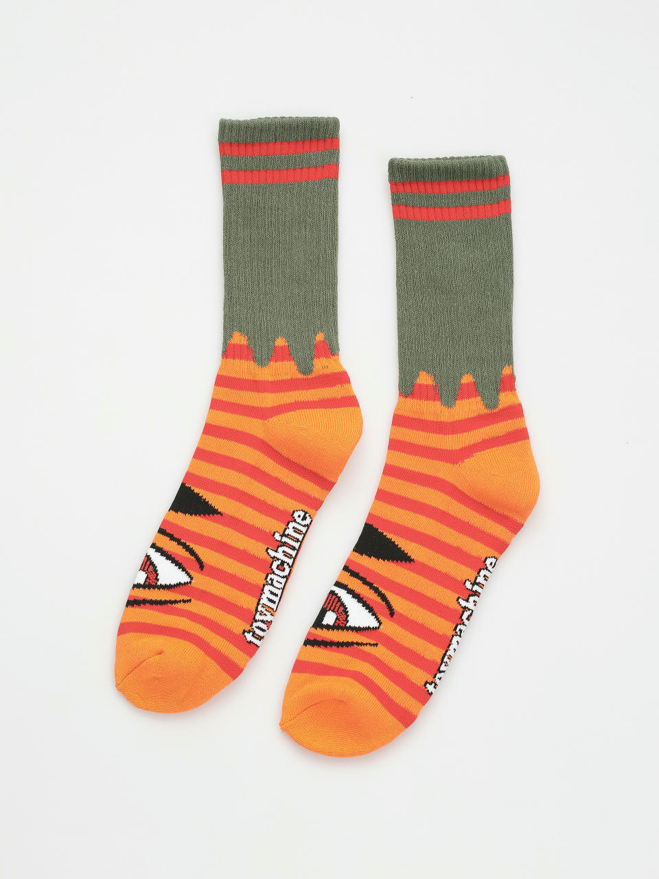  Шкарпетки Toy Machine Sect Eye Stripe (army/orange)