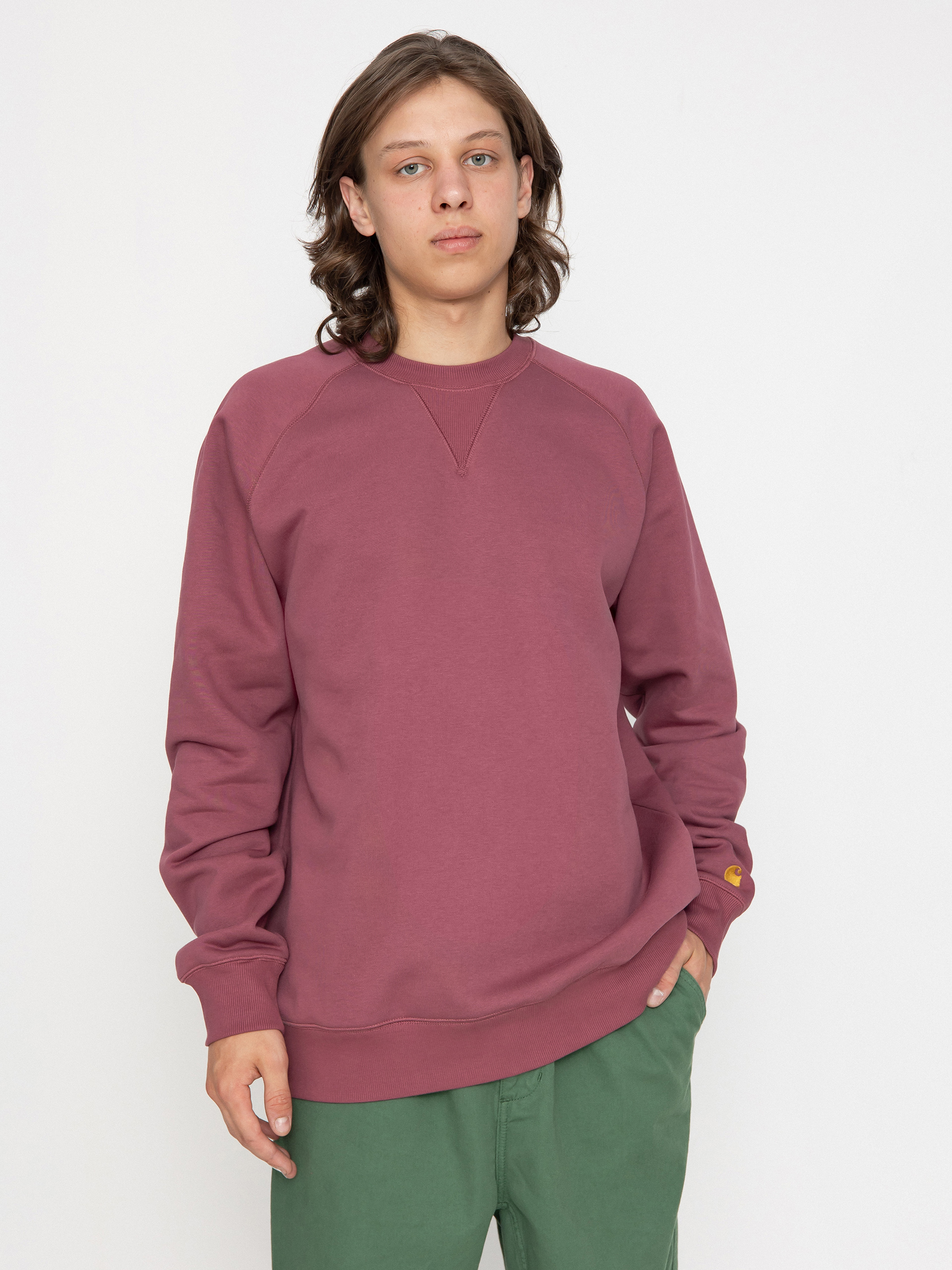 Світшот Carhartt WIP Chase (dusty fuchsia/gold)