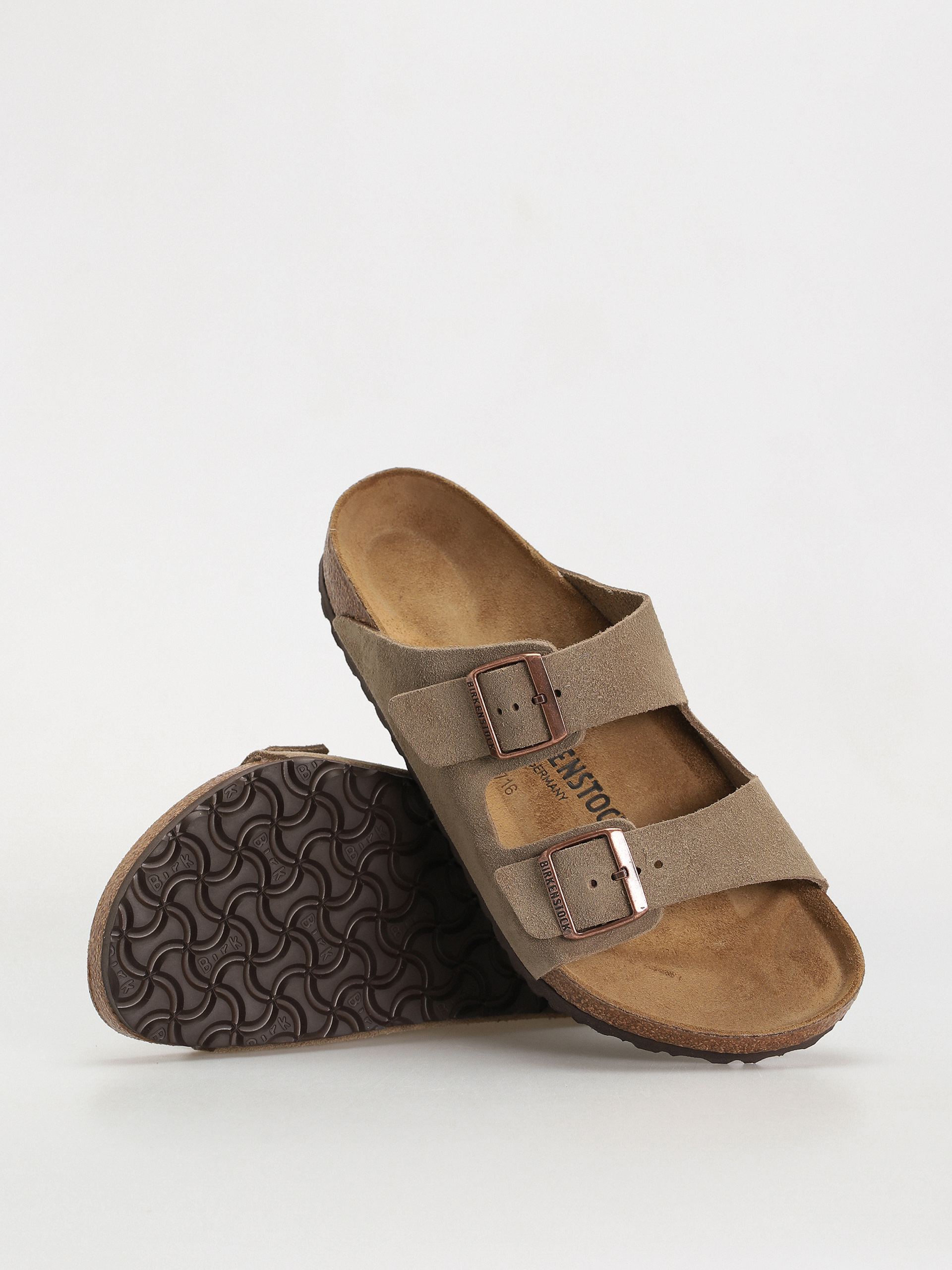 Шльопанці Birkenstock Arizona Suede Leather Regular - коричневий