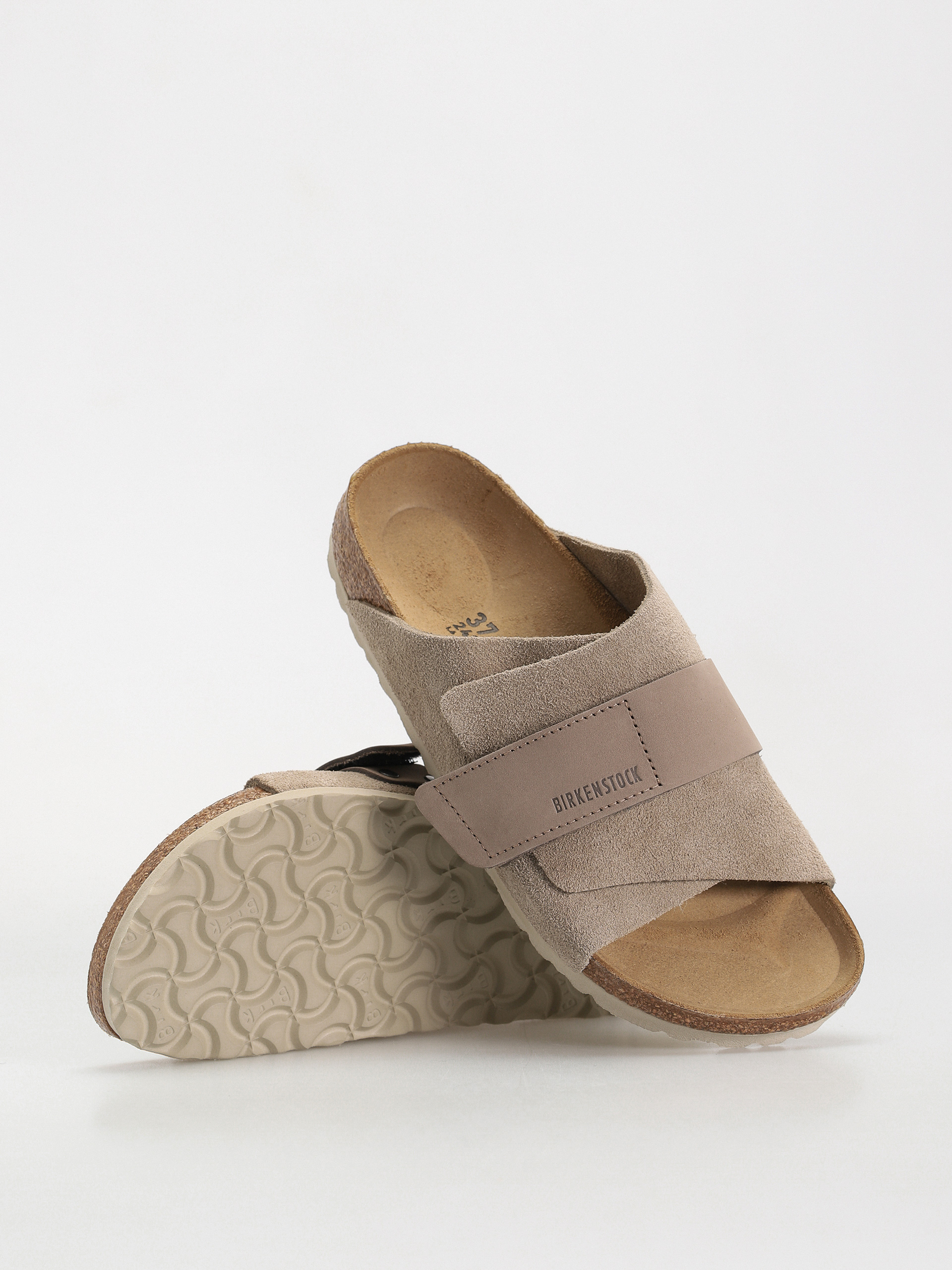 Шльопанці Birkenstock Kyoto Nubuck Suede Leather Narrow Wmn (taupe)