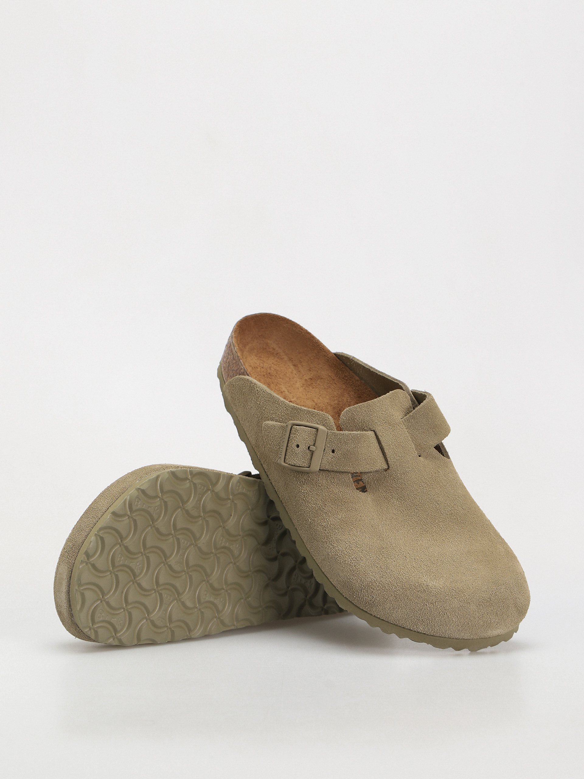 Шльопанці Birkenstock Boston Suede Leather Regular (faded khaki)