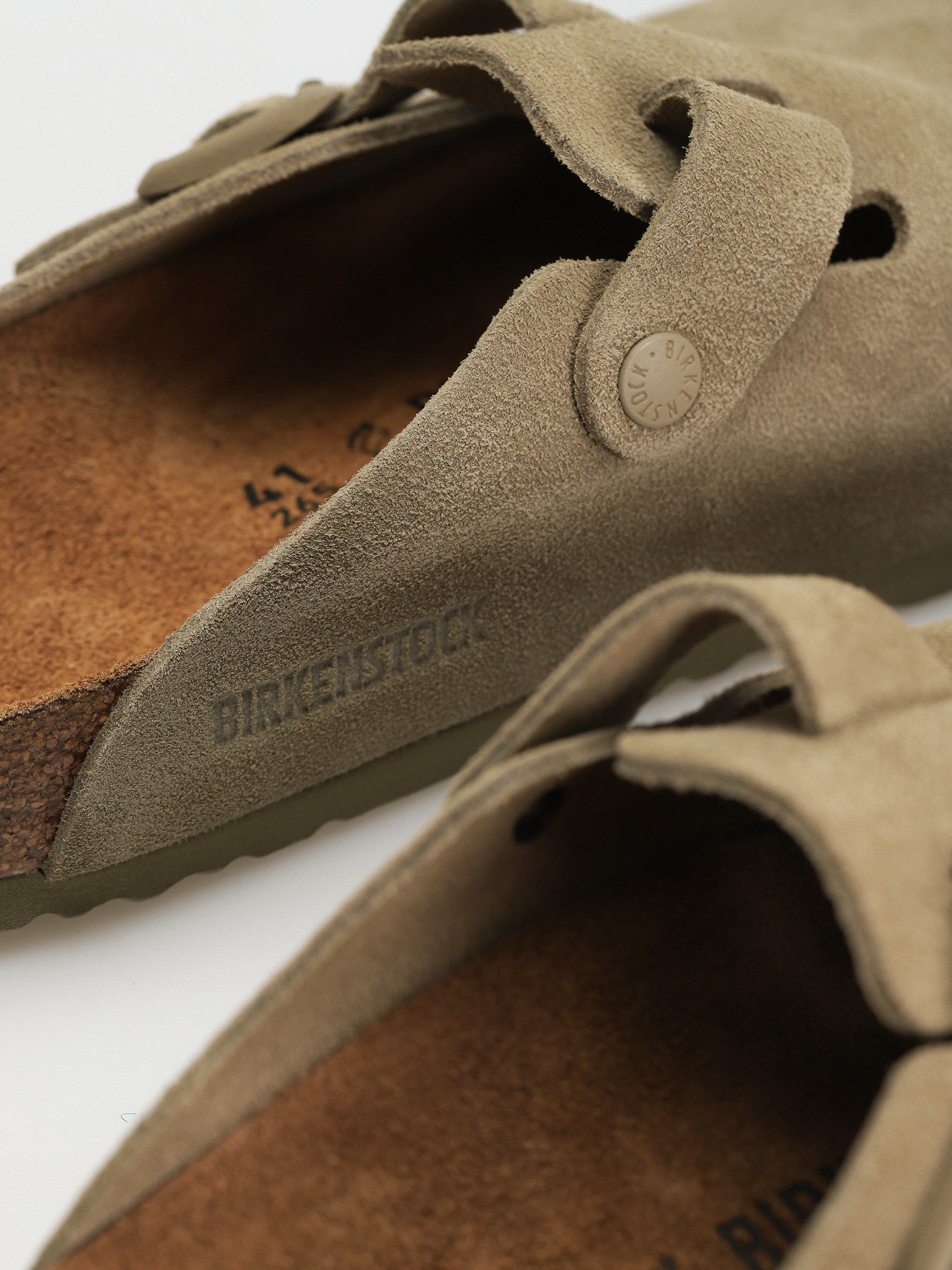 Шльопанці Birkenstock Boston Suede Leather Regular (faded khaki)
