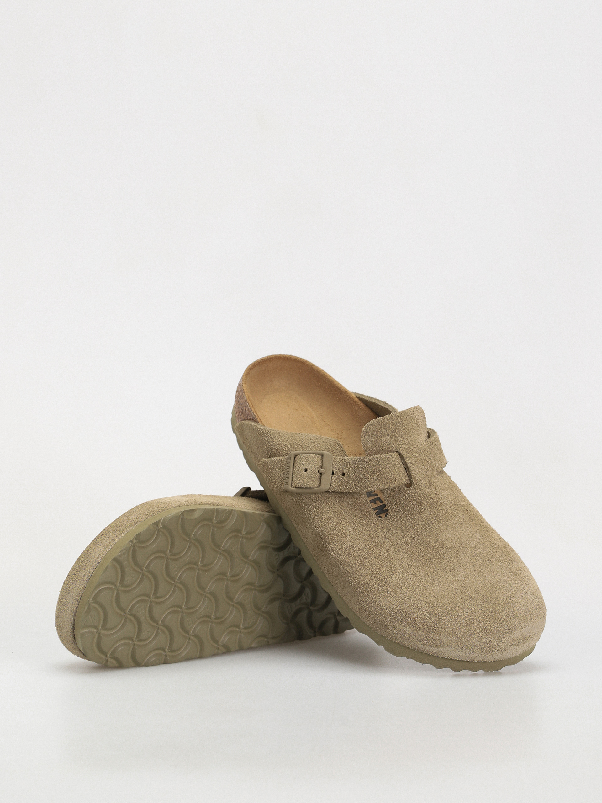 Шльопанці Birkenstock Boston Suede Leather Narrow Wmn - зелений