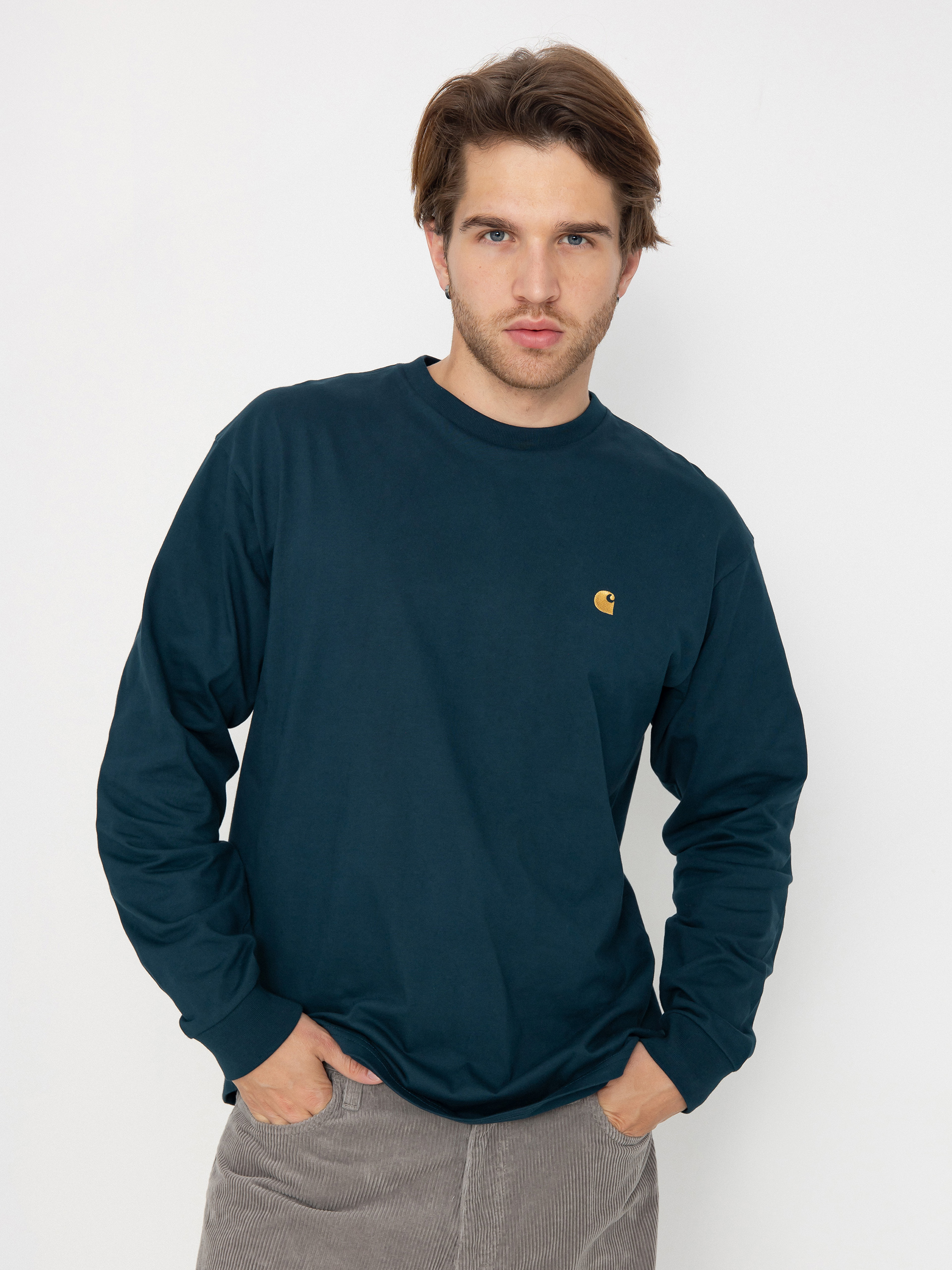 Лонгслів Carhartt WIP Chase (duck blue/gold)