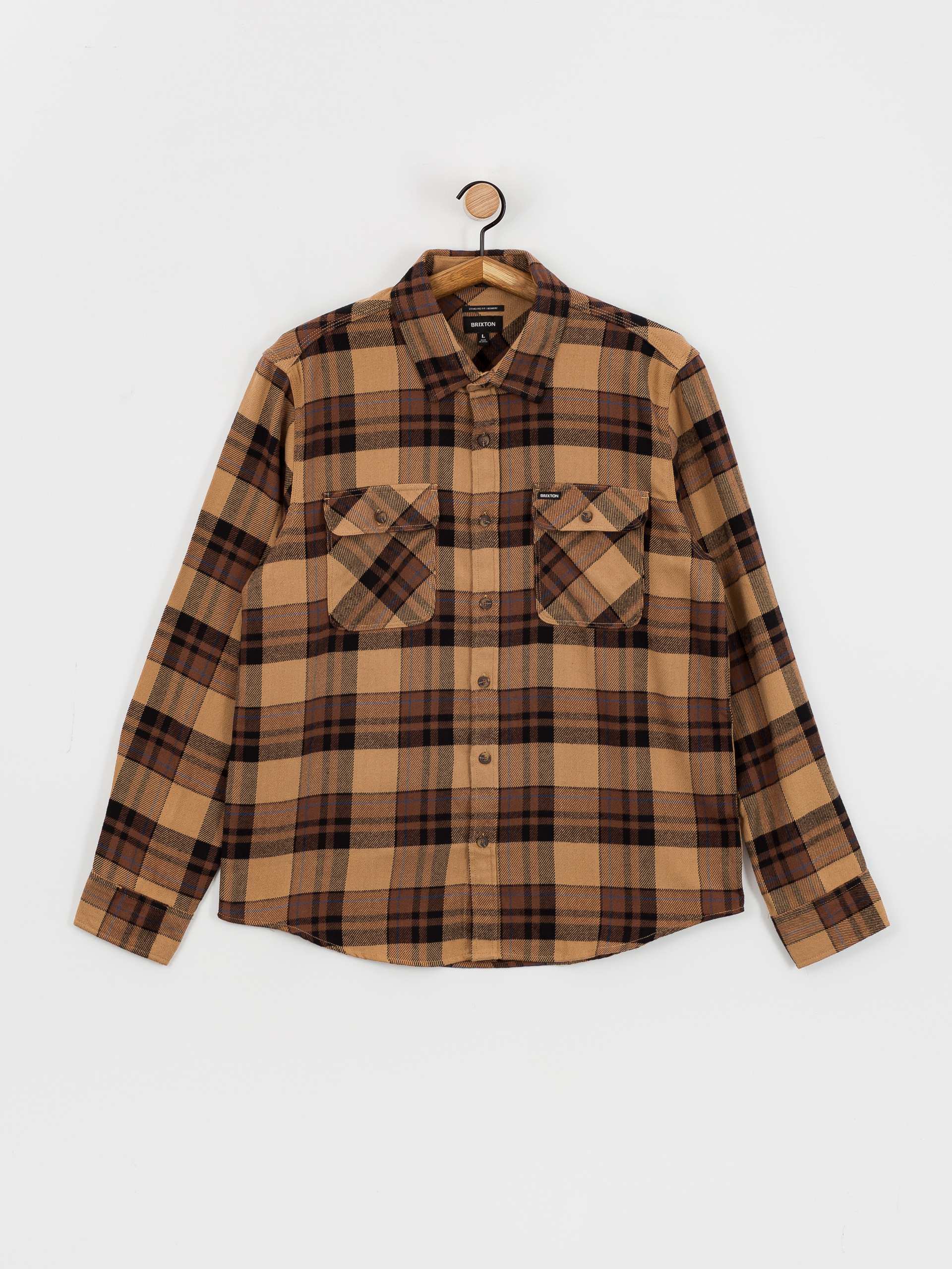 Сорочка Brixton Bowery Flannel Ls (tiger's eye/pinecone brown/was)