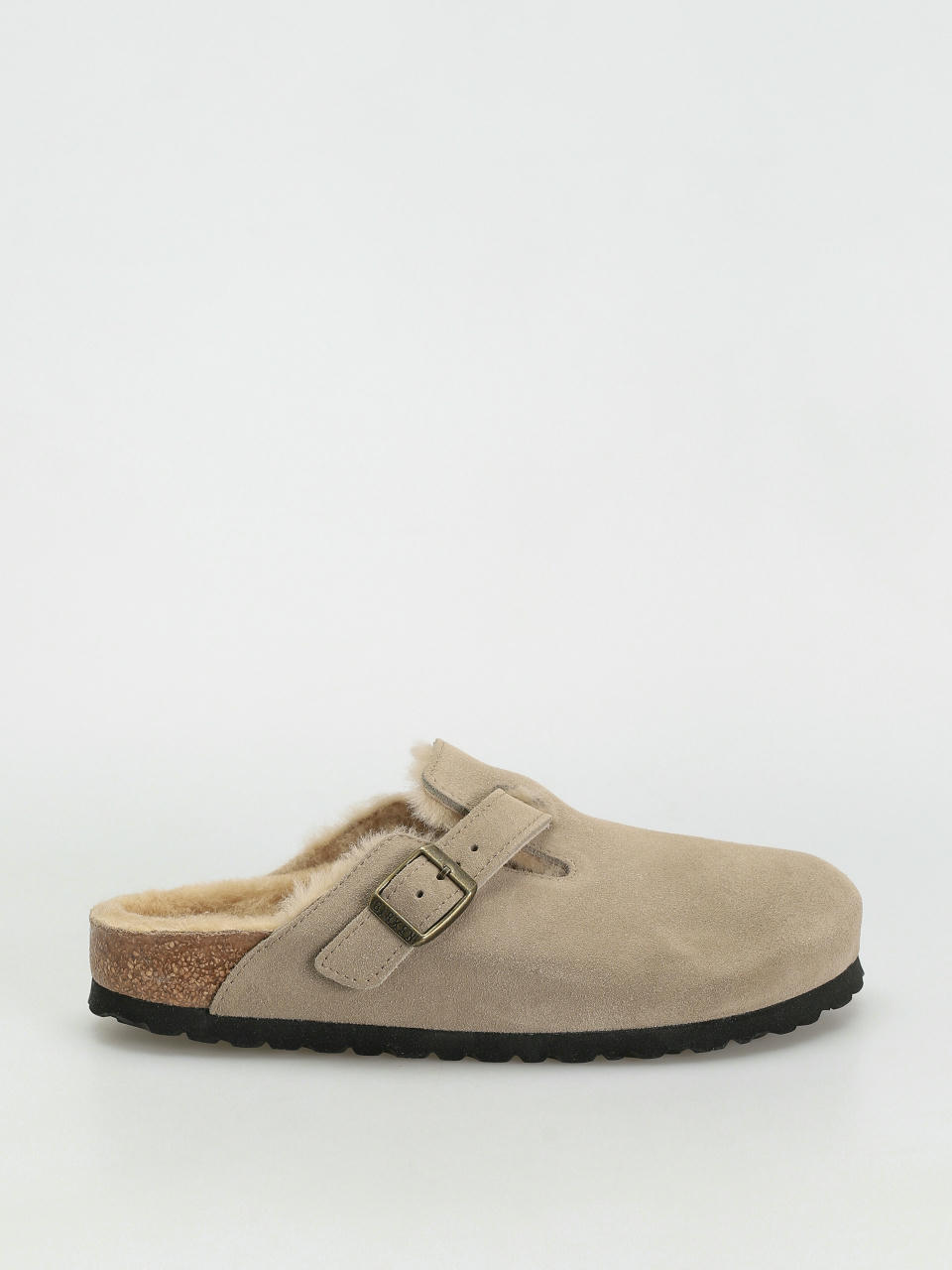 Шльопанці Birkenstock Boston Shearling Suede Leather Fur Narrow Wmn (taupe)