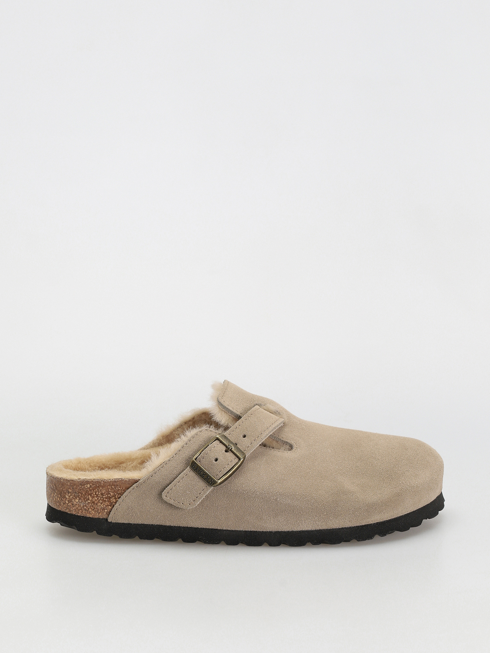 u0428u043bu044cu043eu043fu0430u043du0446u0456 Birkenstock Boston Shearling Suede Leather Fur Narrow Wmn (taupe)
