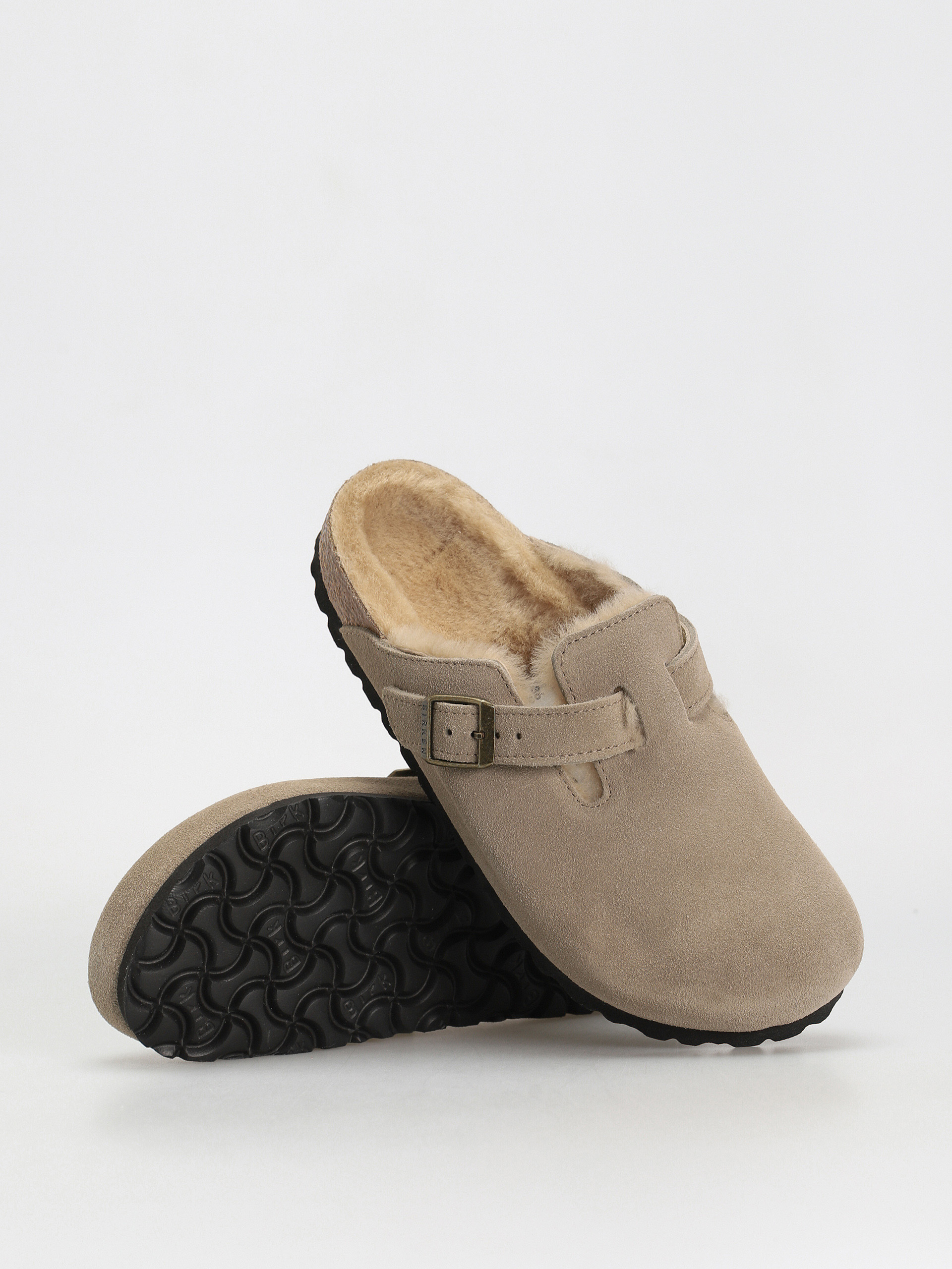 Шльопанці Birkenstock Boston Shearling Suede Leather Fur Narrow