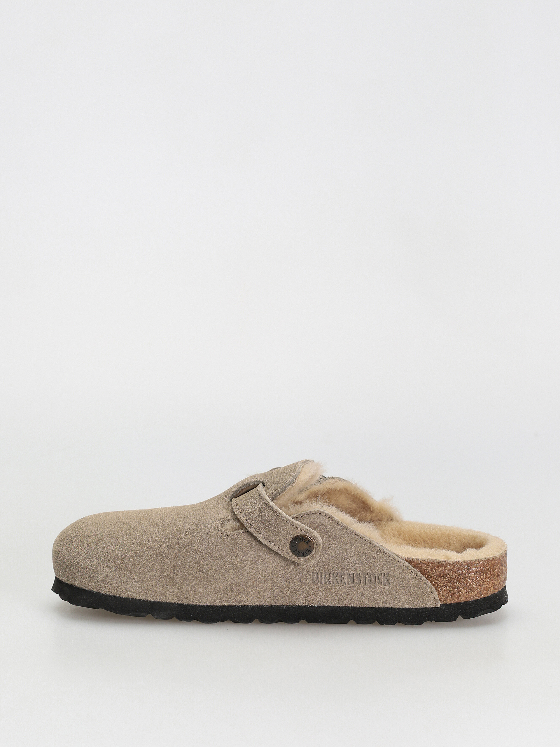 Шльопанці Birkenstock Boston Shearling Suede Leather Fur Narrow Wmn (taupe)