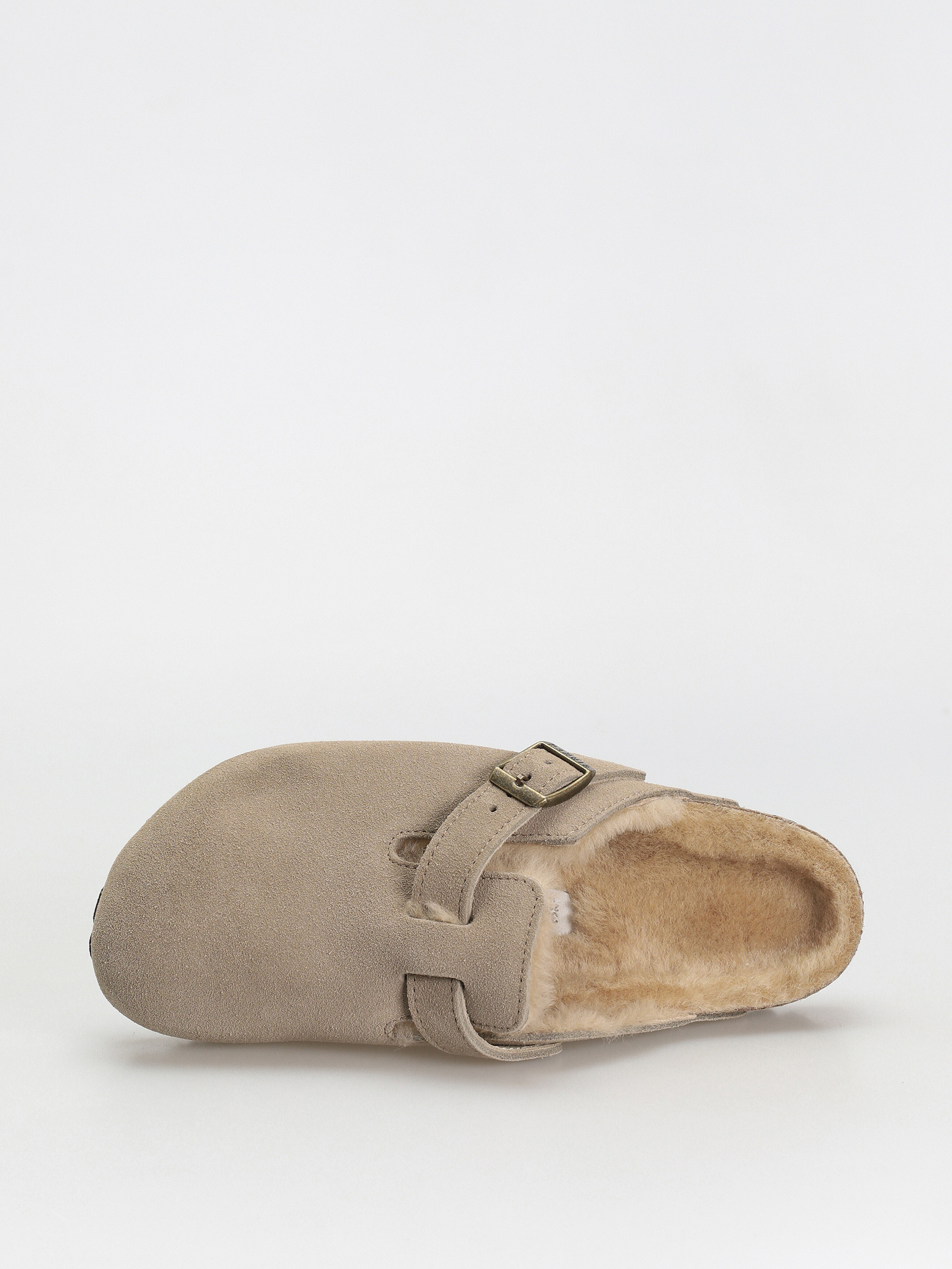 Шльопанці Birkenstock Boston Shearling Suede Leather Fur Narrow Wmn (taupe)