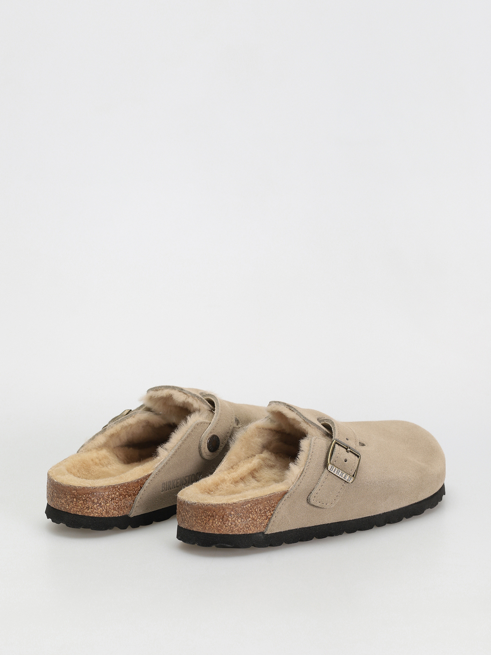 Шльопанці Birkenstock Boston Shearling Suede Leather Fur Narrow Wmn (taupe)