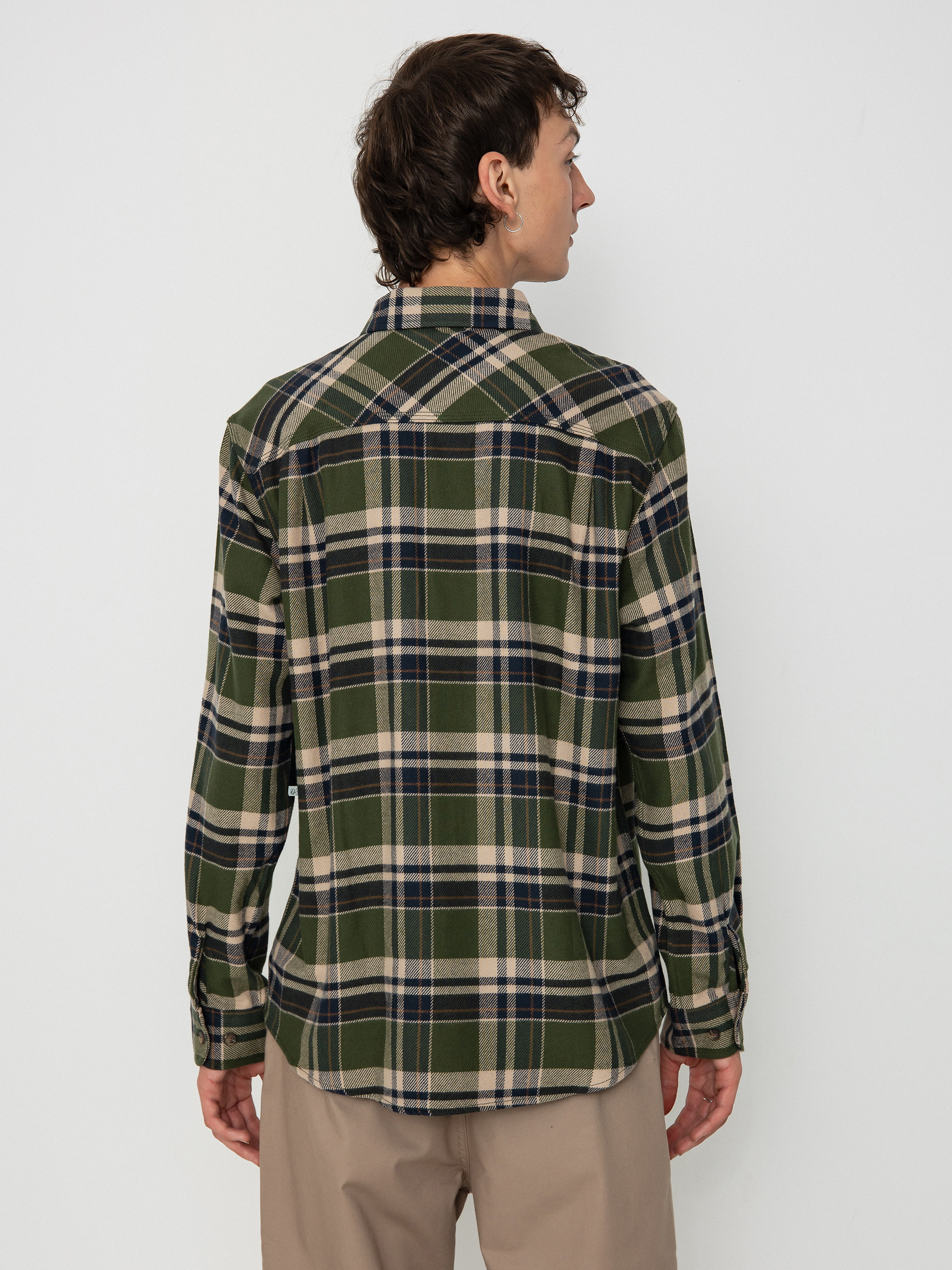 Сорочка Brixton Bowery Flannel Ls (cypress green/washed navy/whit)