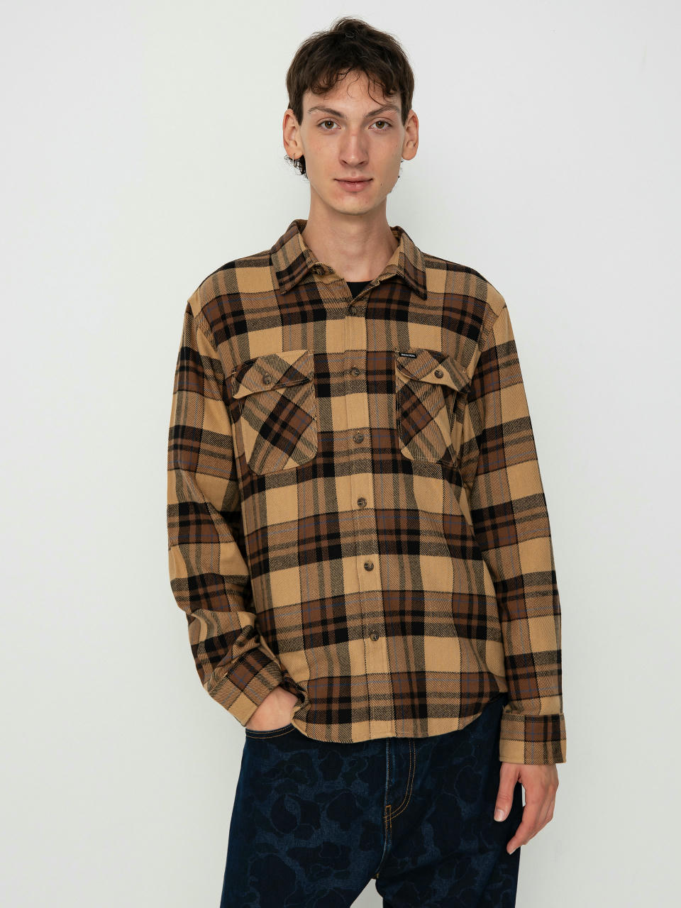 Сорочка Brixton Bowery Flannel Ls (tiger's eye/pinecone brown/was)