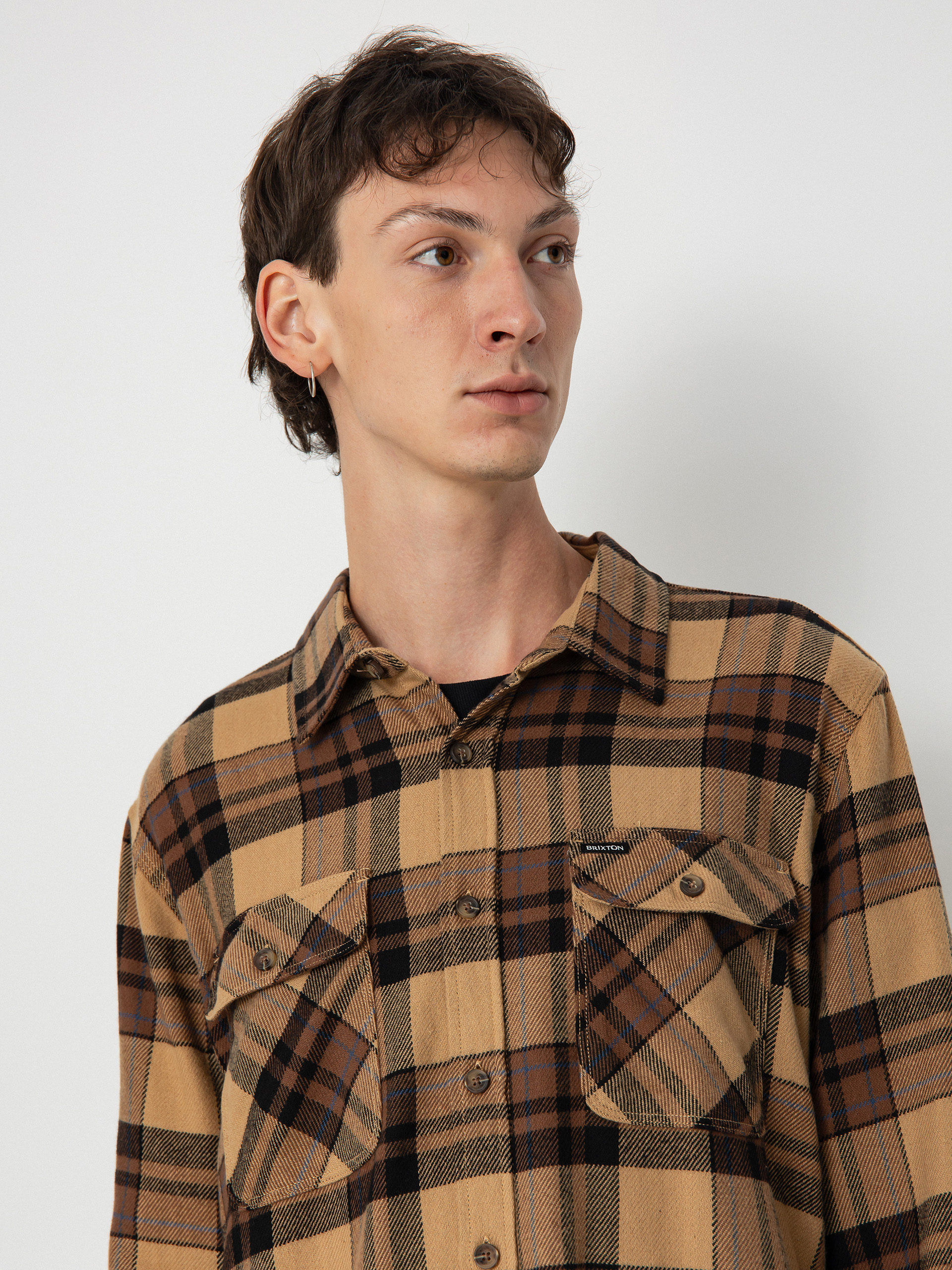 Сорочка Brixton Bowery Flannel Ls (tiger's eye/pinecone brown/was)