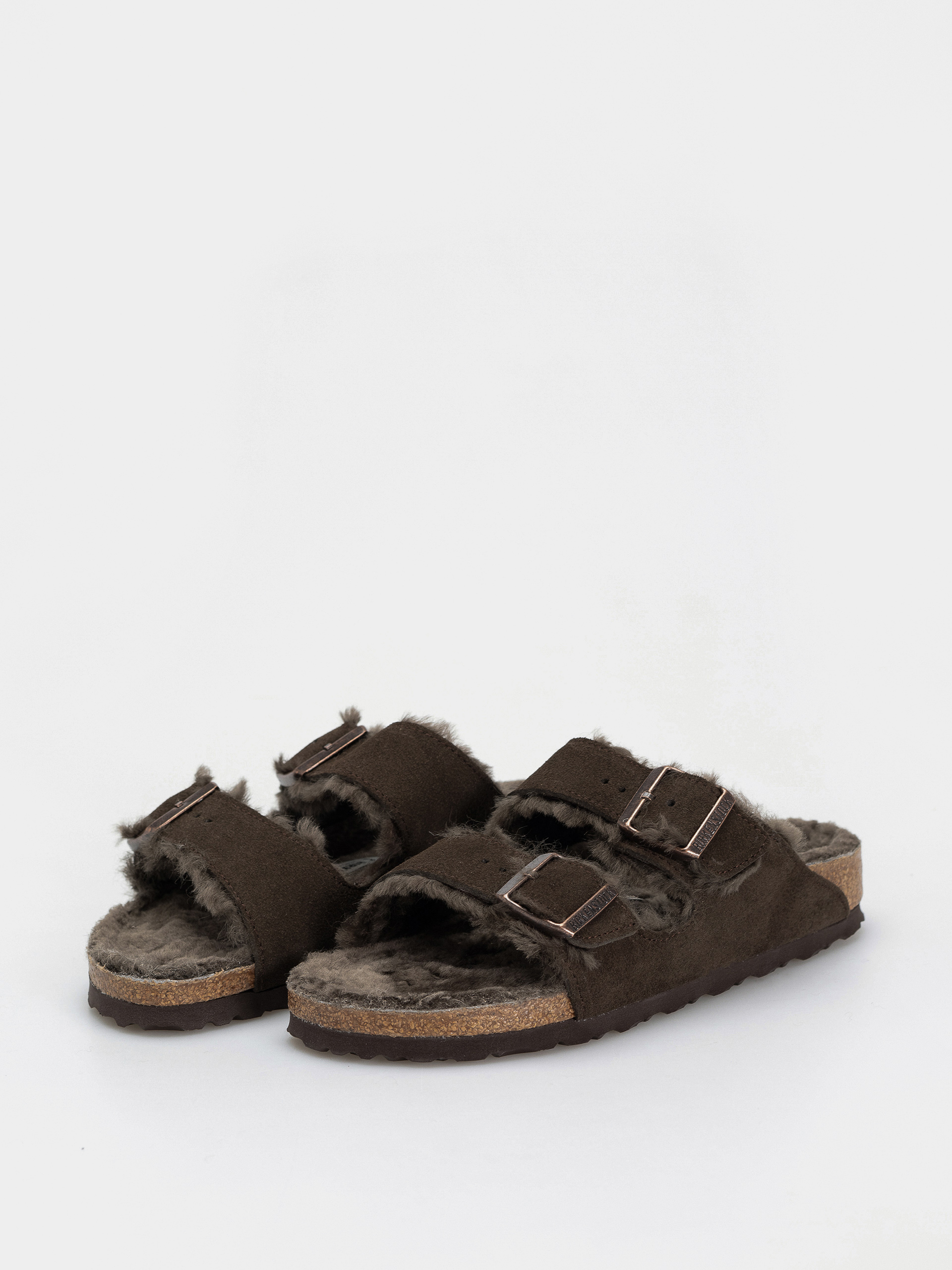Шльопанці Birkenstock Arizona Shearling Suede Leather Fur Narrow Wmn (mocha)