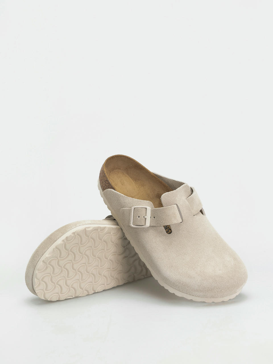 Шльопанці Birkenstock Boston Suede Leather Regular (antique white)