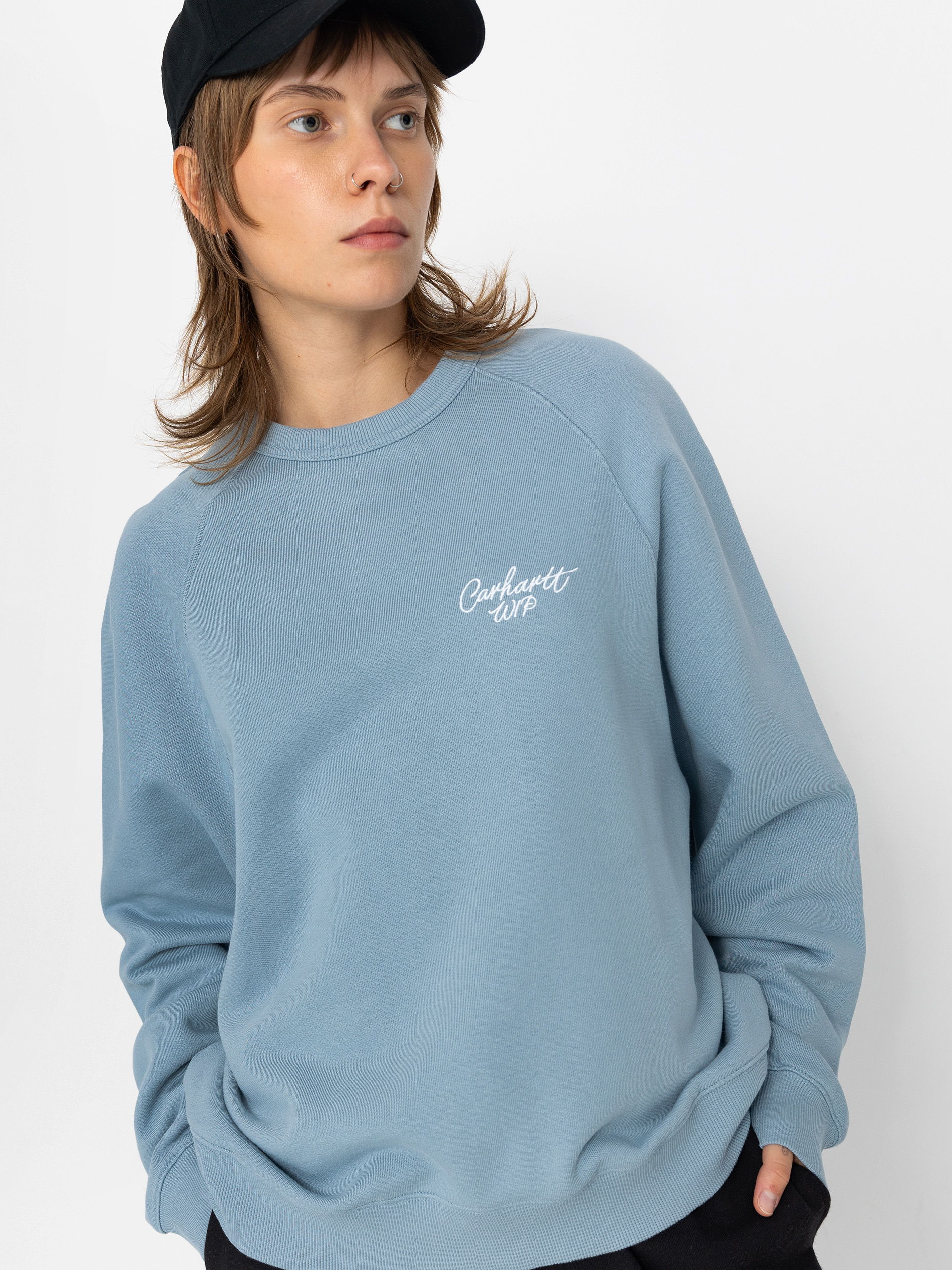 Світшот Carhartt WIP Signature Wmn (dusty ice/white)