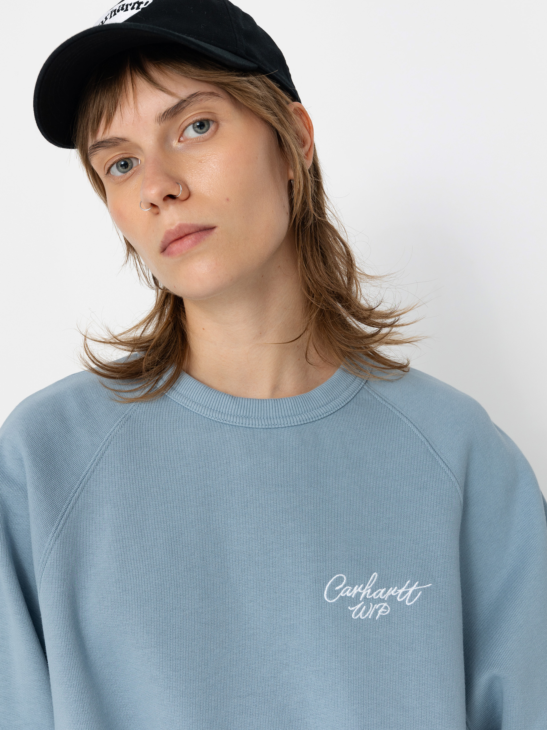 Світшот Carhartt WIP Signature Wmn (dusty ice/white)