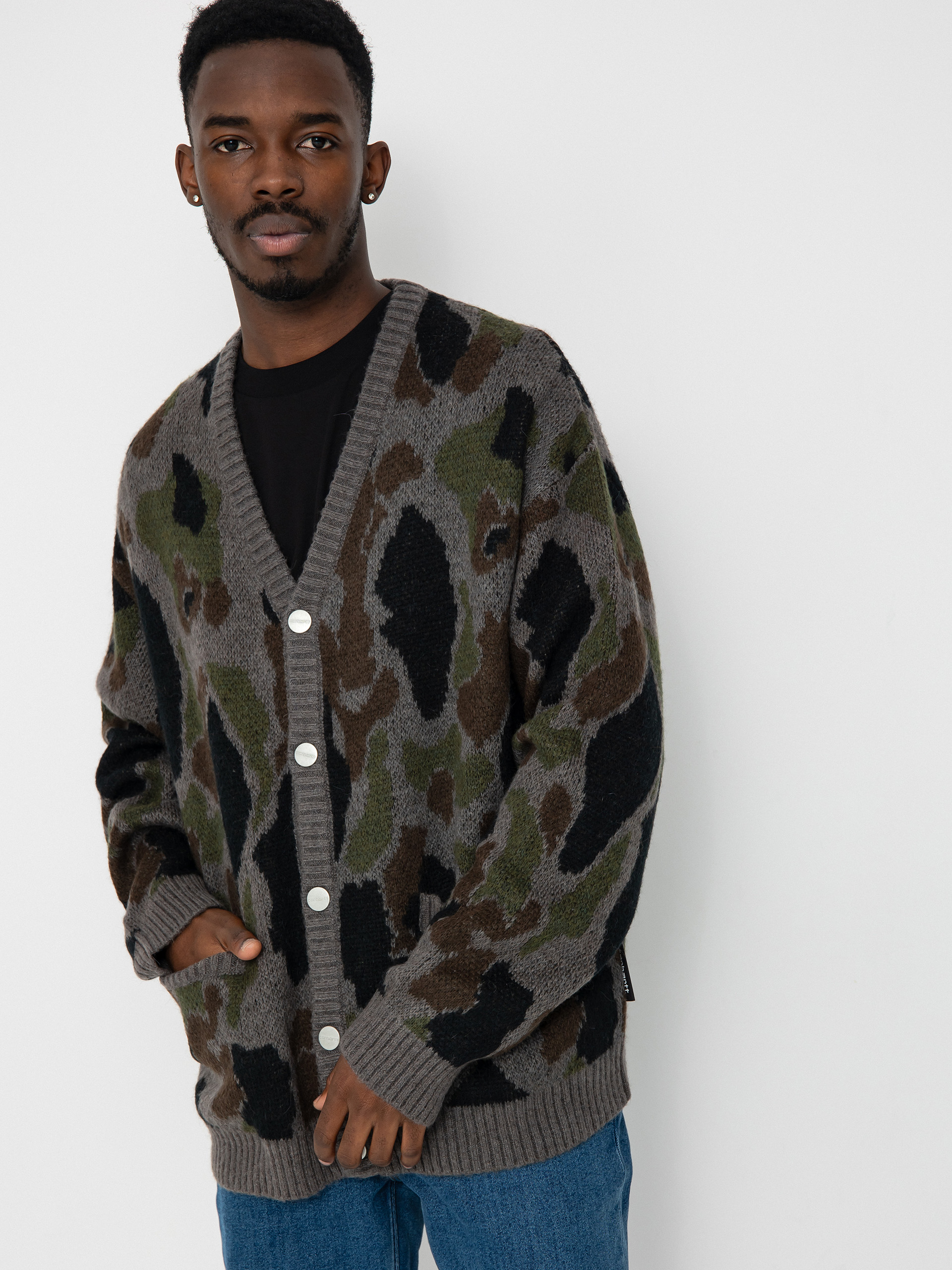 Светр Carhartt WIP Merton Cardigan (camo duck jacquard/grey)