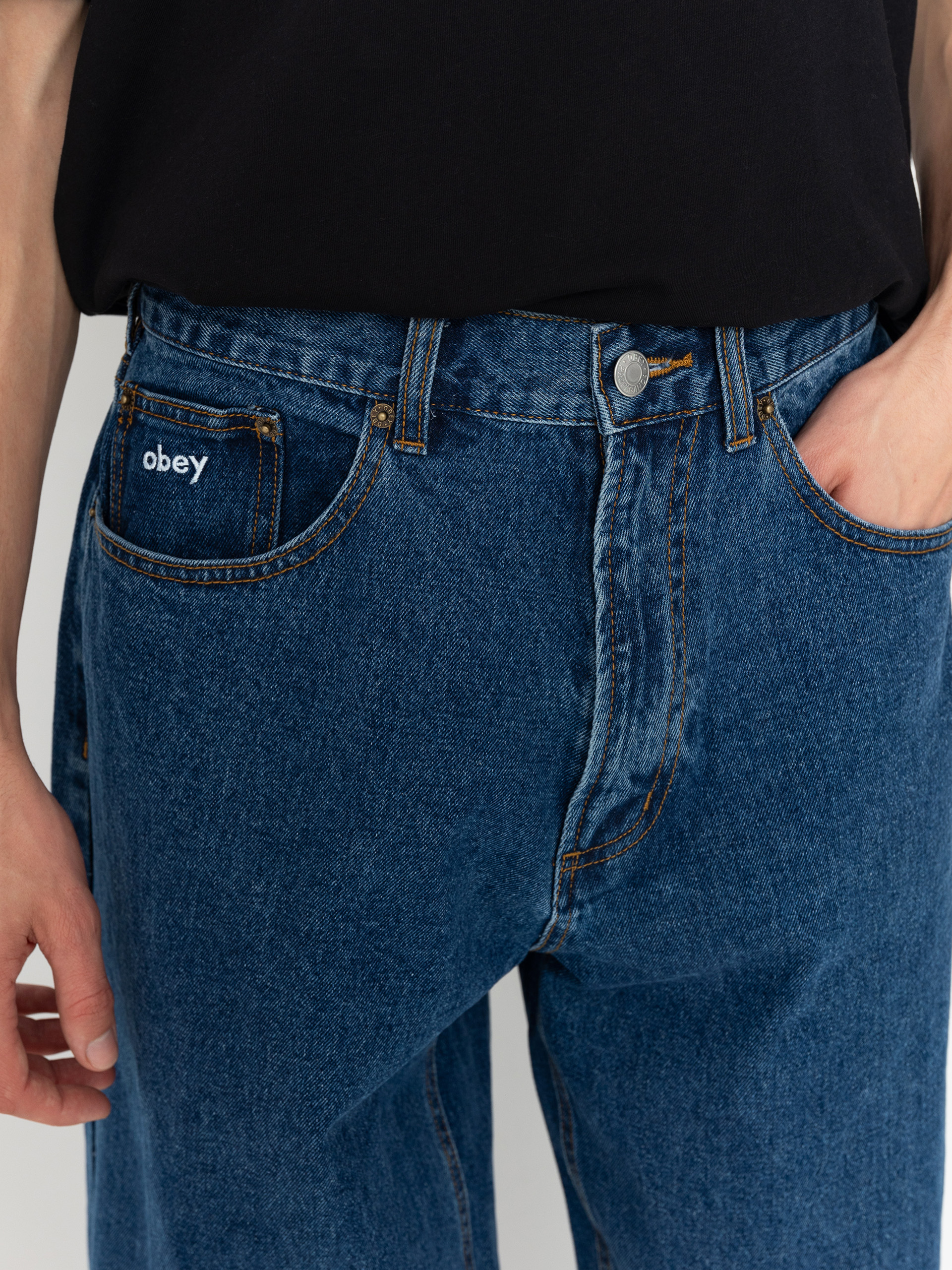 Штани OBEY Bigwig Baggy Denim (stone wash indigo)