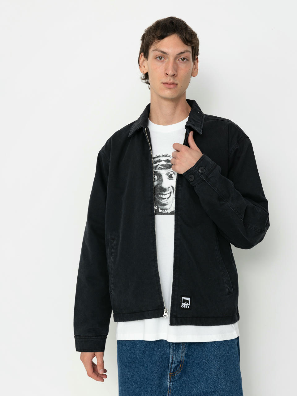 Куртка OBEY Head Jazz Zip Up (digital black faded wash)