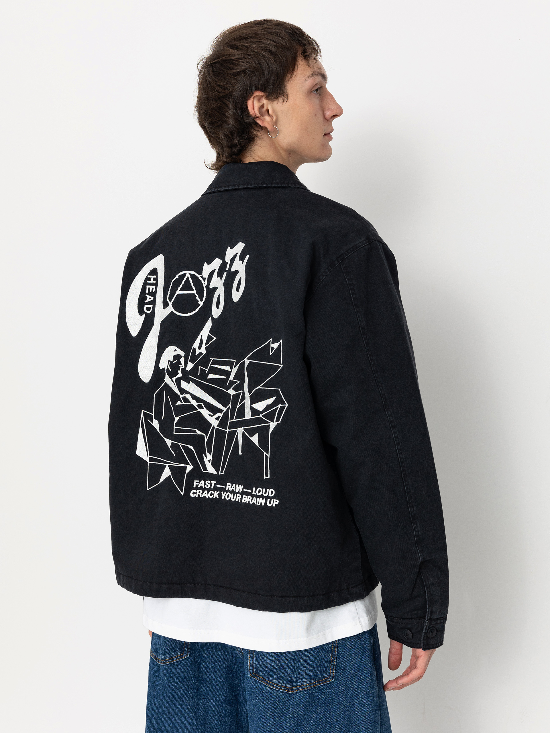 Куртка OBEY Head Jazz Zip Up (digital black faded wash)