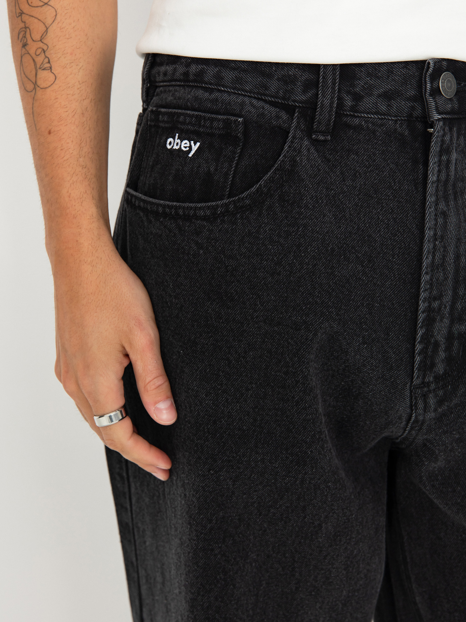 Штани OBEY Bigwig Baggy Denim (faded black)