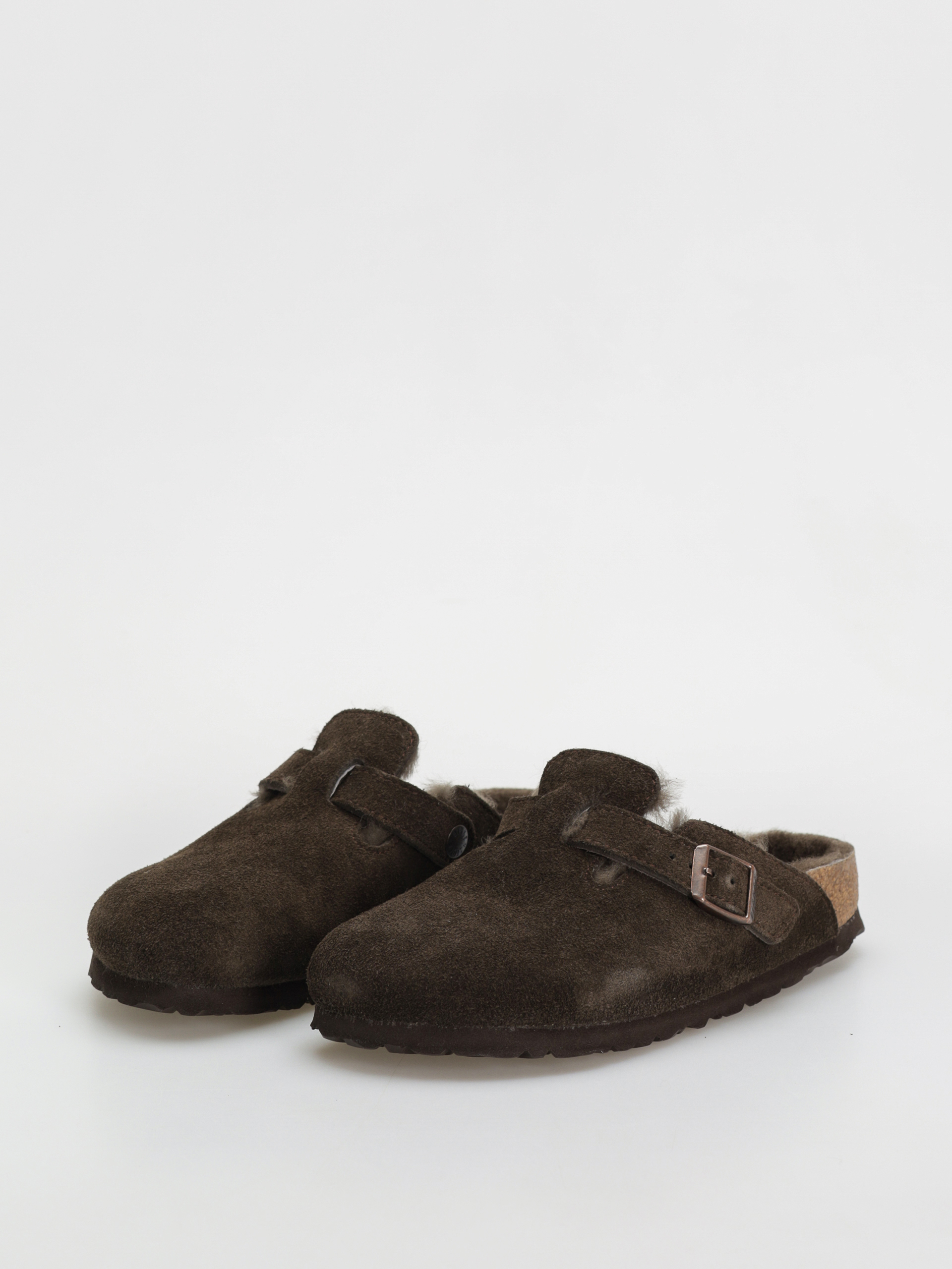 Шльопанці Birkenstock Boston Shearling Suede Leather Fur Narrow Wmn (mocha)