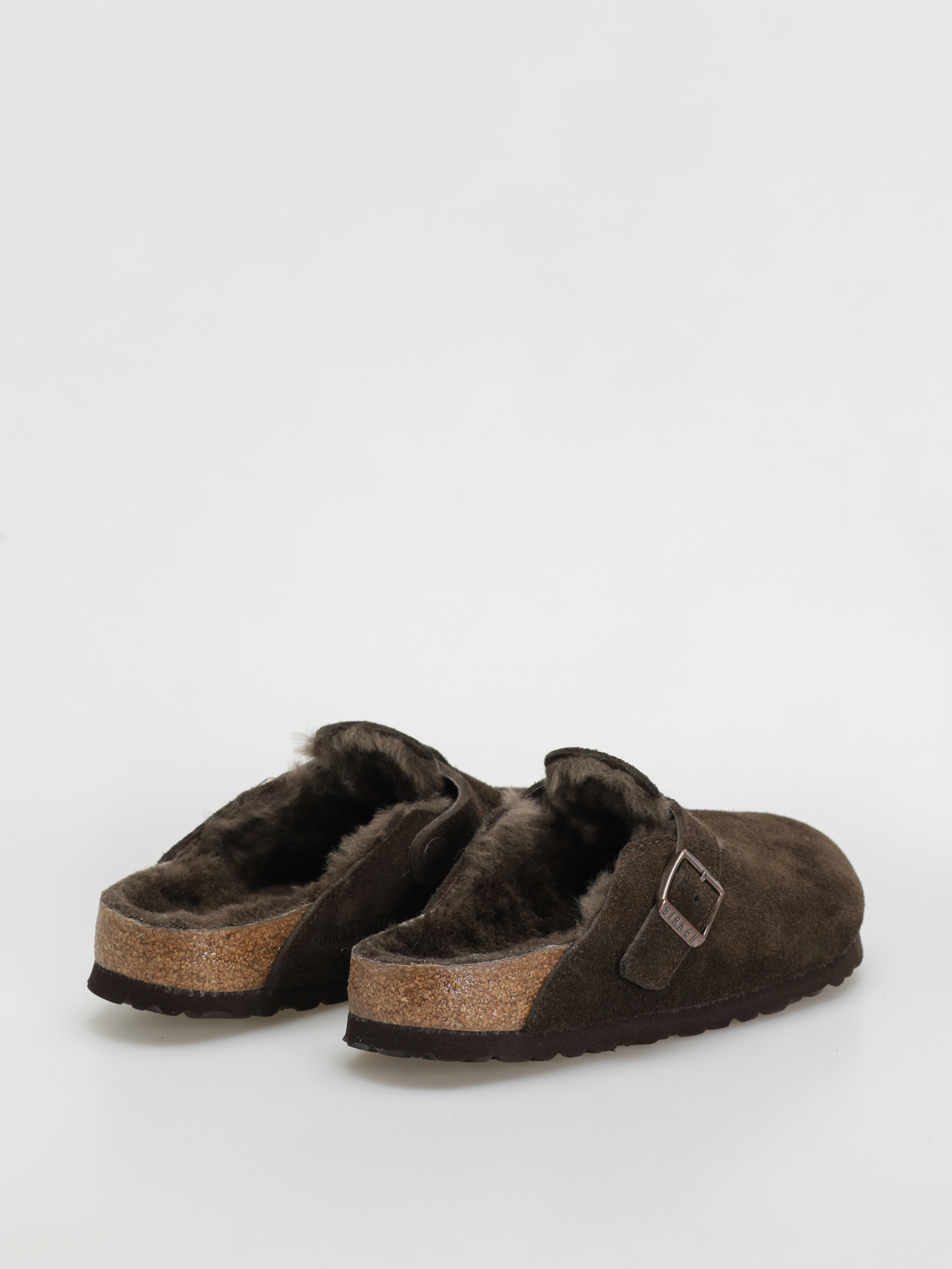 Шльопанці Birkenstock Boston Shearling Suede Leather Fur Narrow Wmn (mocha)