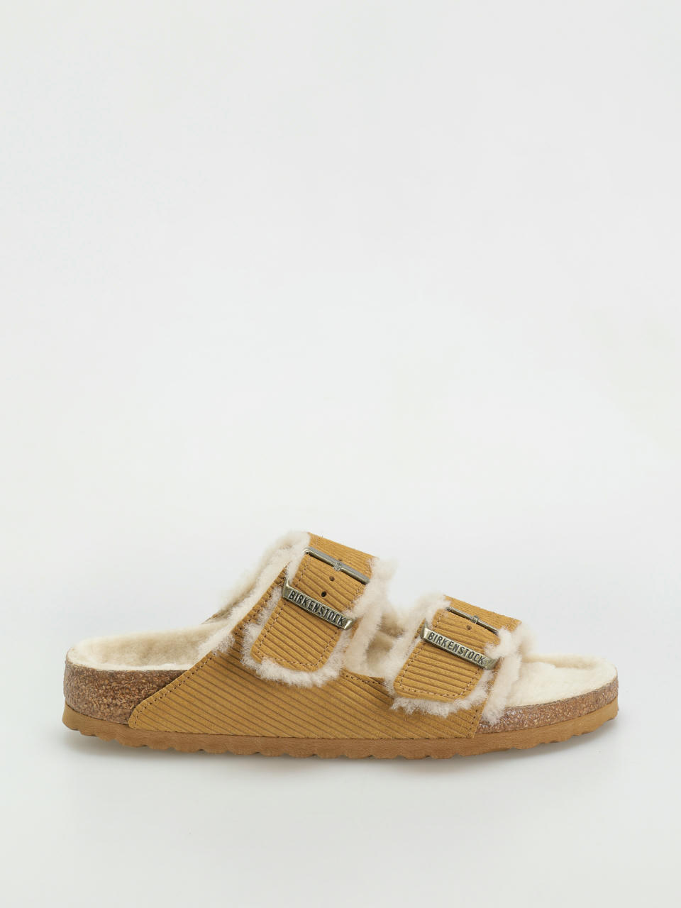 Шльопанці Birkenstock Arizona Fell Suede Leather Fur Narrow Wmn (corduroy cork brown)