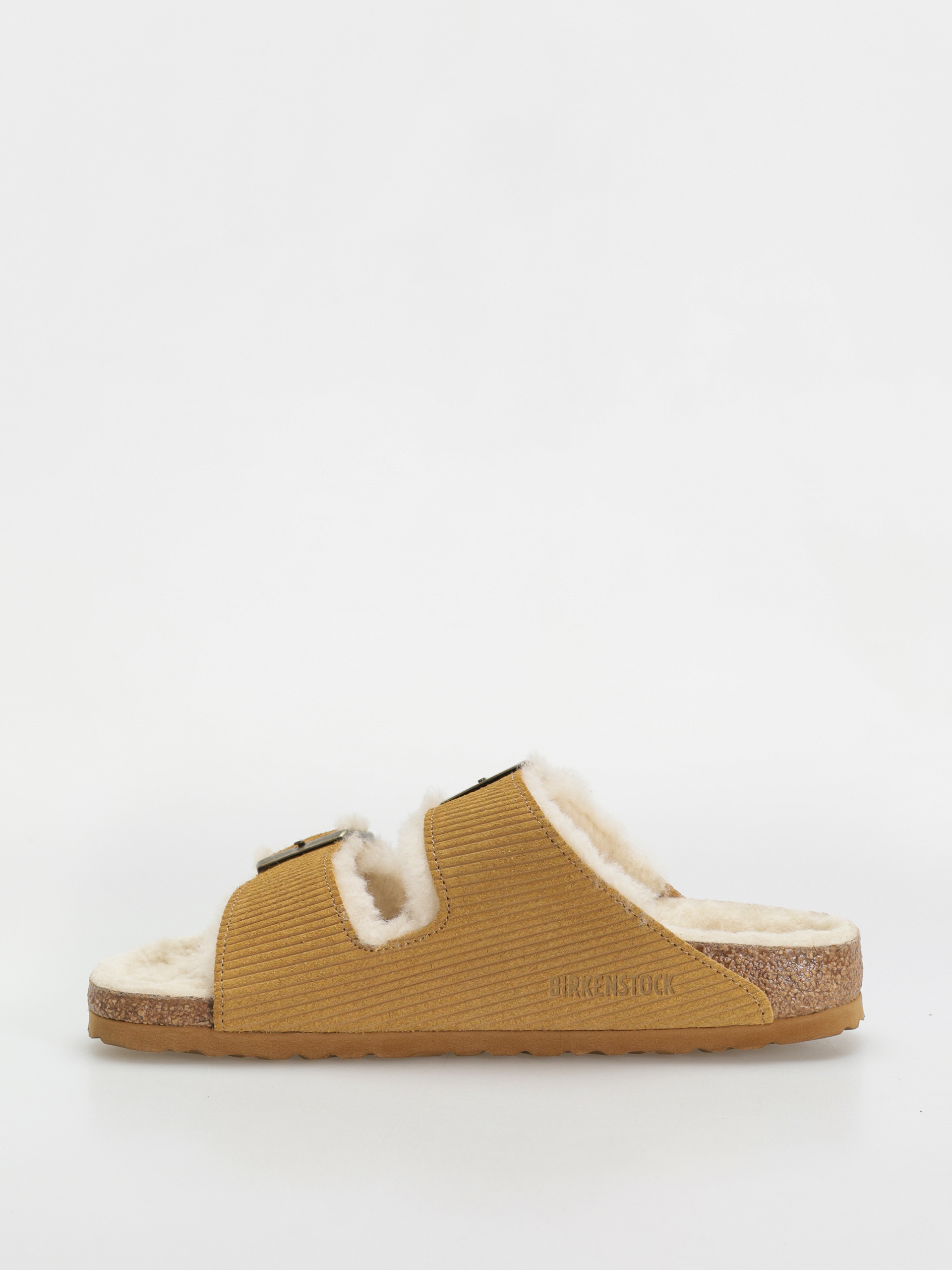 Шльопанці Birkenstock Arizona Fell Suede Leather Fur Narrow Wmn (corduroy cork brown)