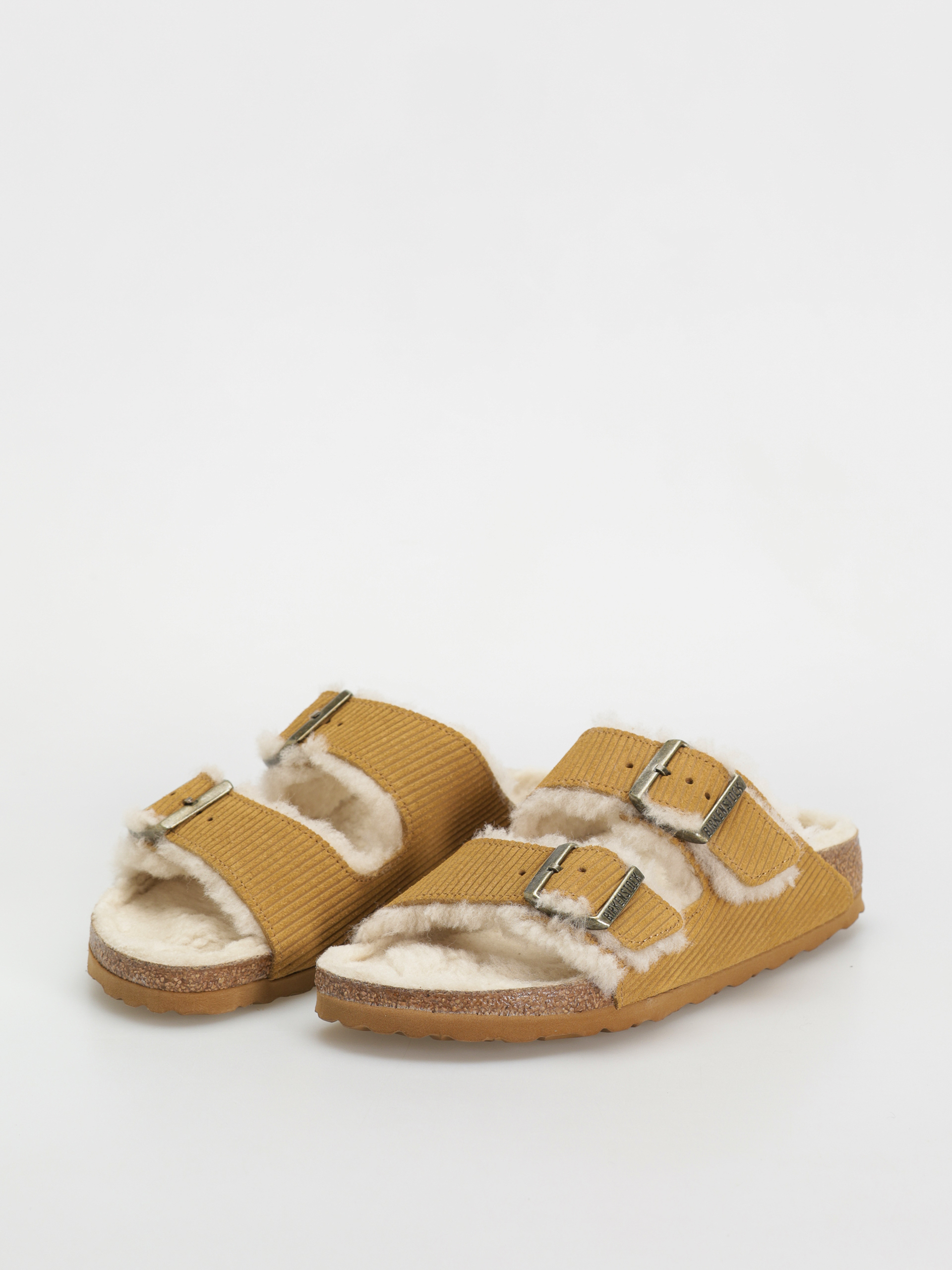 Шльопанці Birkenstock Arizona Fell Suede Leather Fur Narrow Wmn (corduroy cork brown)