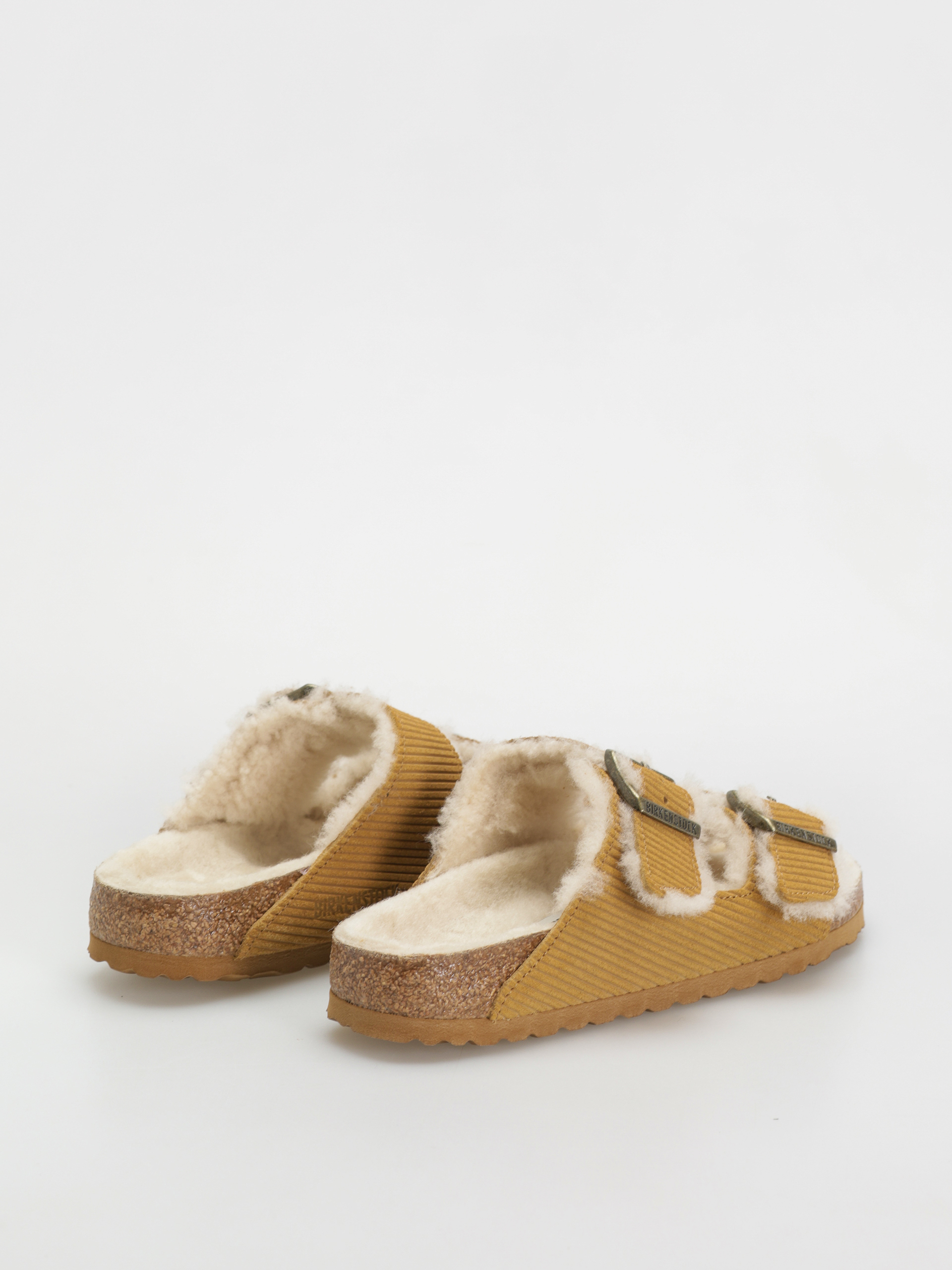 Шльопанці Birkenstock Arizona Fell Suede Leather Fur Narrow Wmn (corduroy cork brown)
