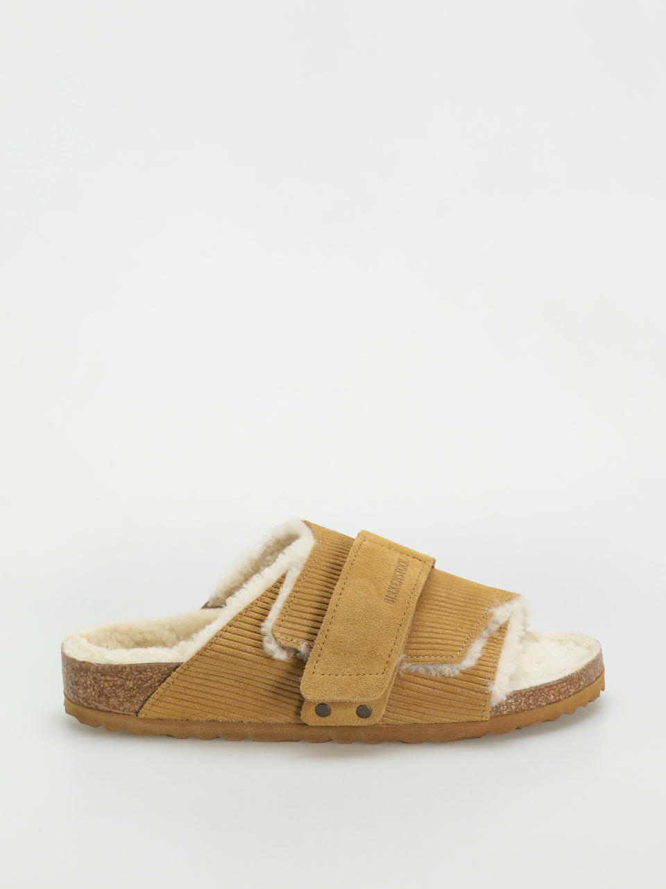 Шльопанці Birkenstock Kyoto Shearling Suede Leather Fur Narrow Wmn (corduroy cork brown)