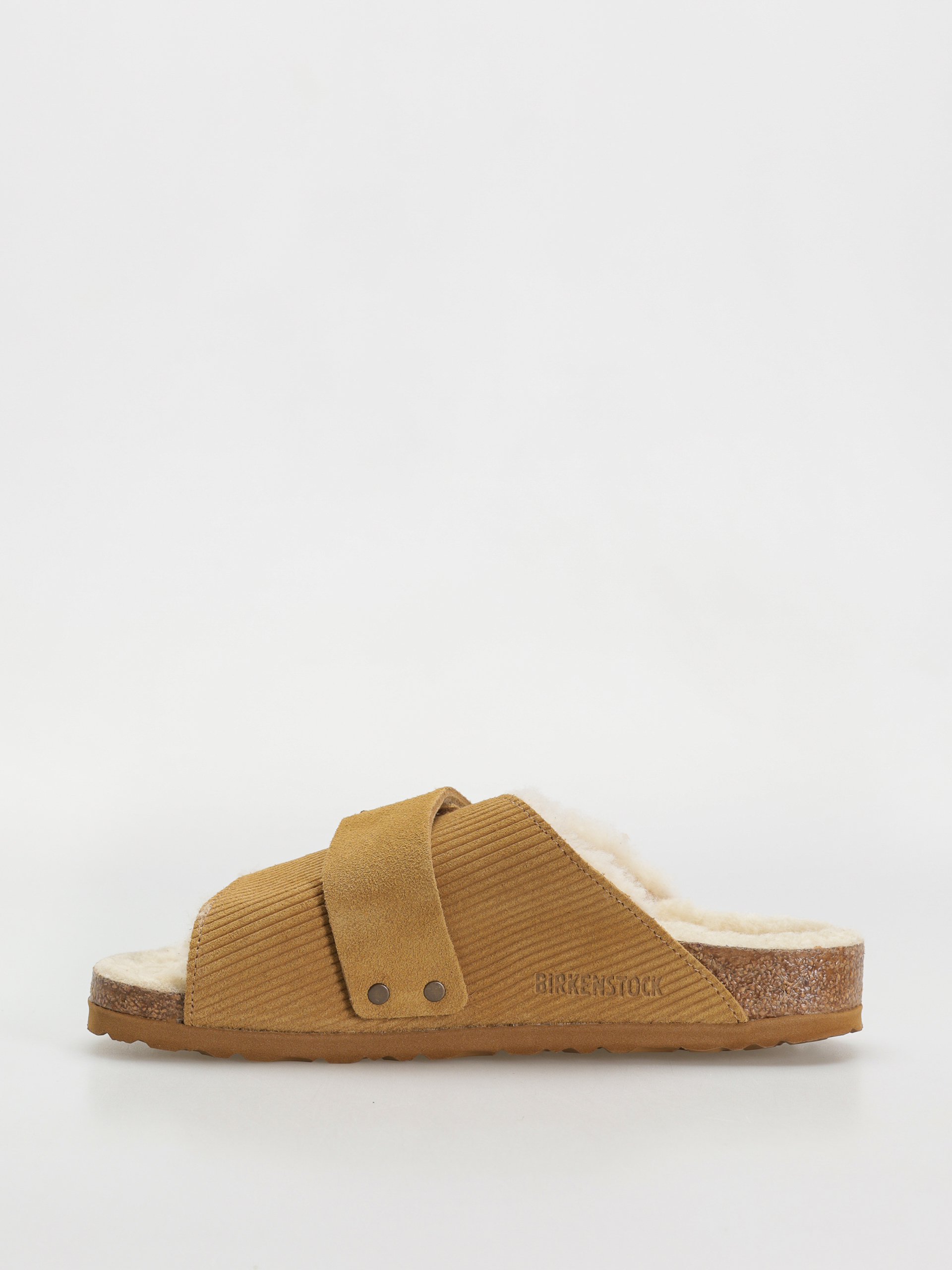 Шльопанці Birkenstock Kyoto Shearling Suede Leather Fur Narrow Wmn (corduroy cork brown)