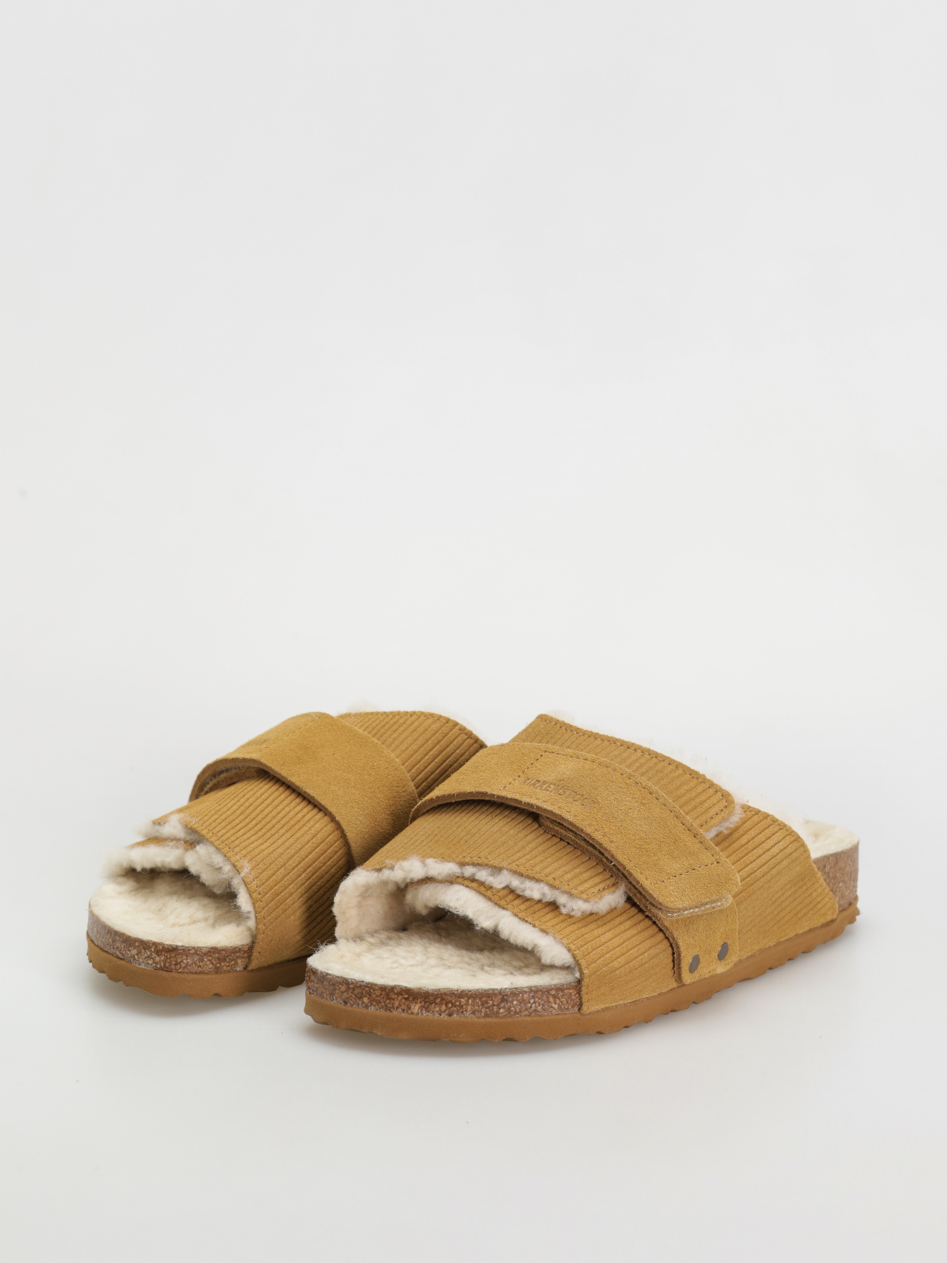 Шльопанці Birkenstock Kyoto Shearling Suede Leather Fur Narrow Wmn (corduroy cork brown)