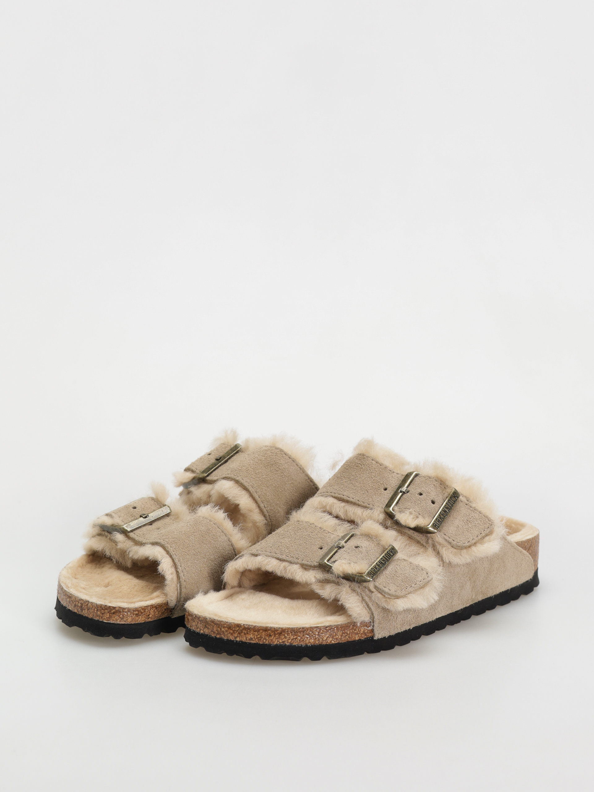Шльопанці Birkenstock Arizona Shearling Suede Leather Fur Narrow Wmn (taupe)
