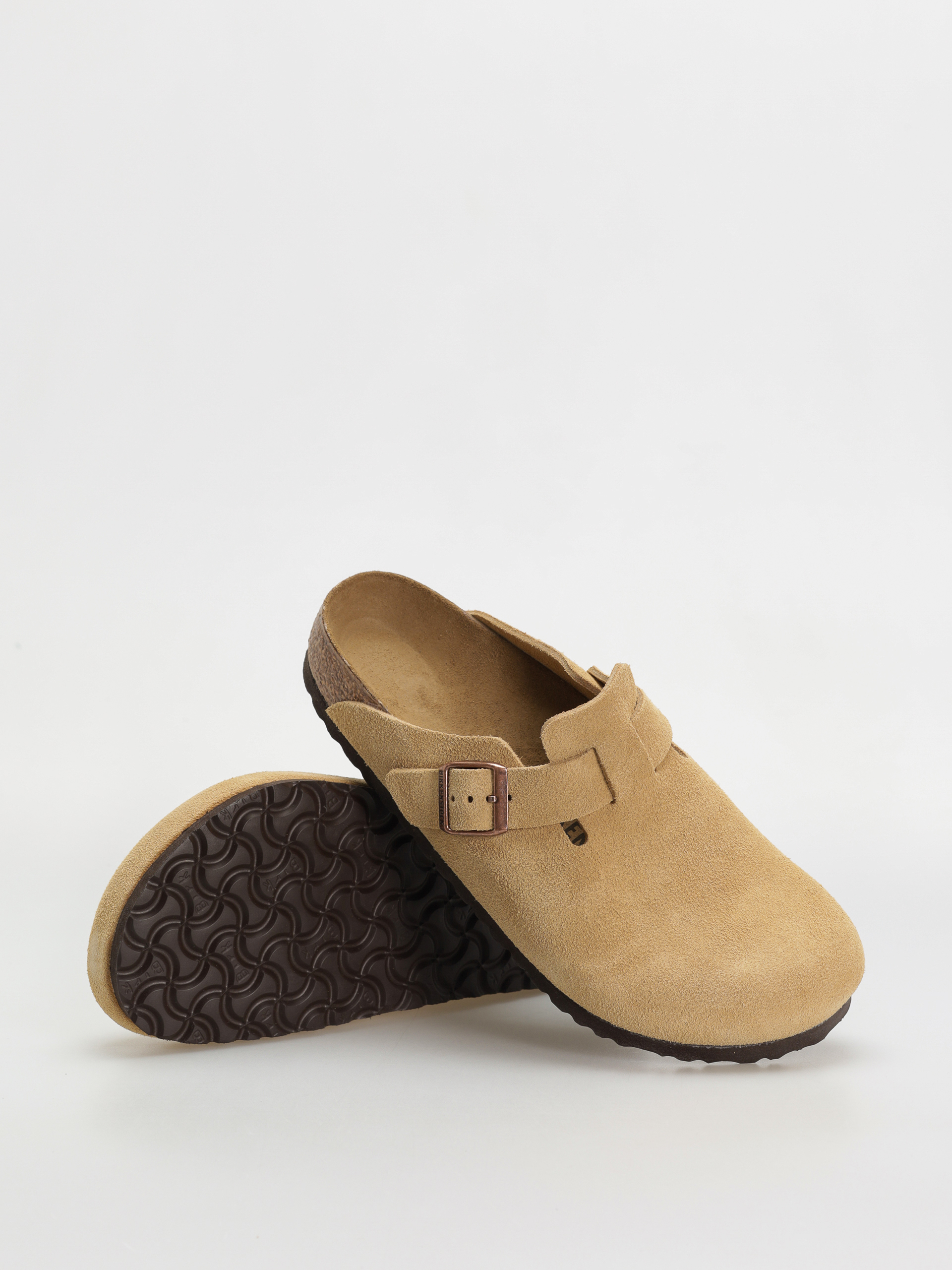 Шльопанці Birkenstock Boston Suede Leather Regular - бежевий